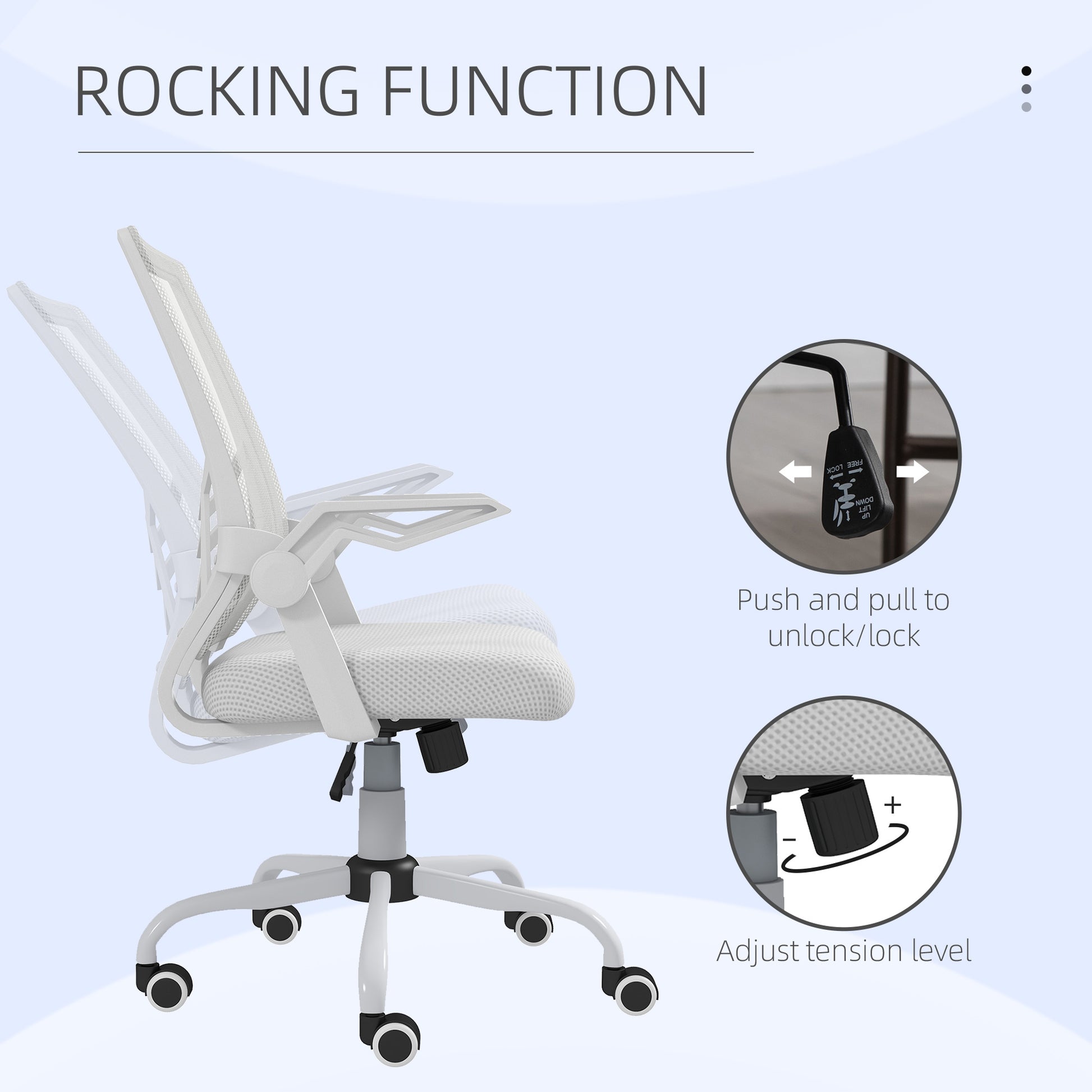 Image for Vinsetto Mesh Office Chair, Computer Desk Chair with Flip-up Armrests, Lumbar Back Support and Swivel Wheels, White