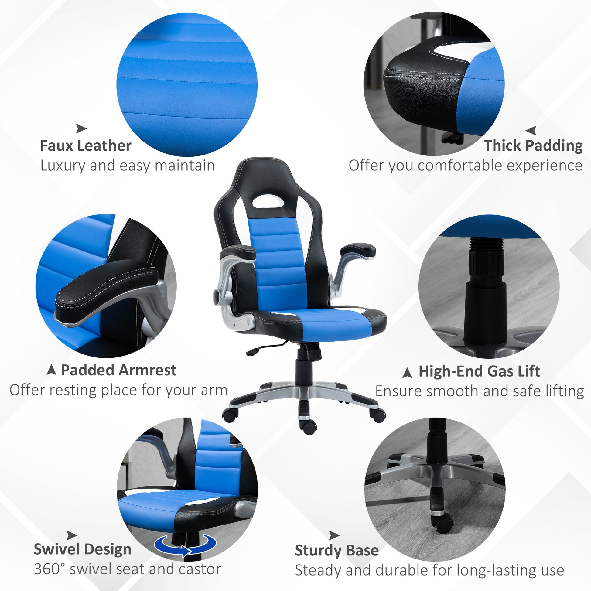 Homcom Racing Gaming Chair - Leather Computer Desk Chair | ChairwayUK