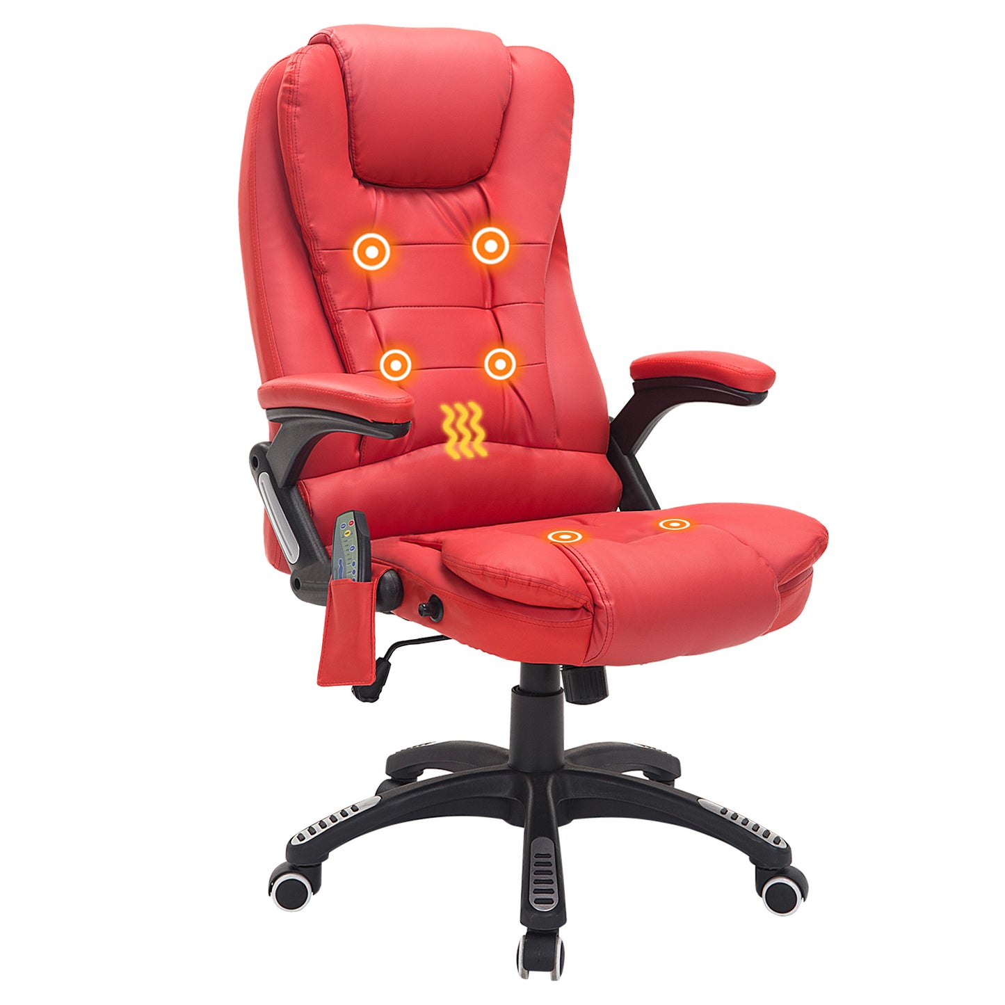 Image for HOMCOM Ergonomic Chair with Massage and Heat, High Back PU Leather Massage Office Chair With Tilt and Reclining Function, Red