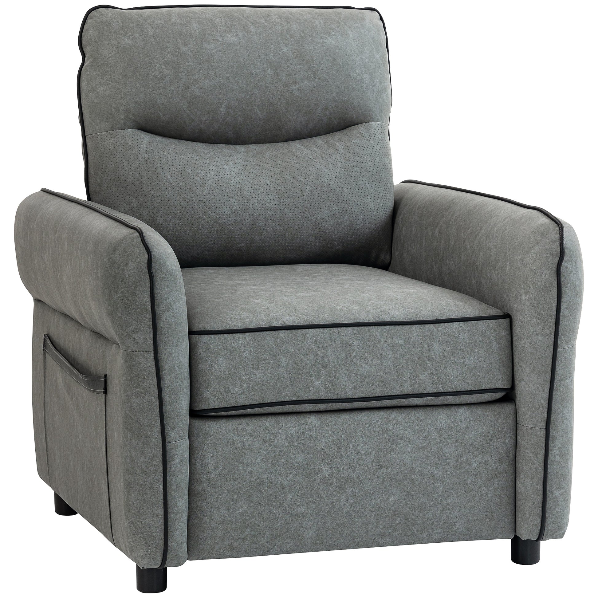 Accent Chair, Faux Leather Armchair - Grey_Main