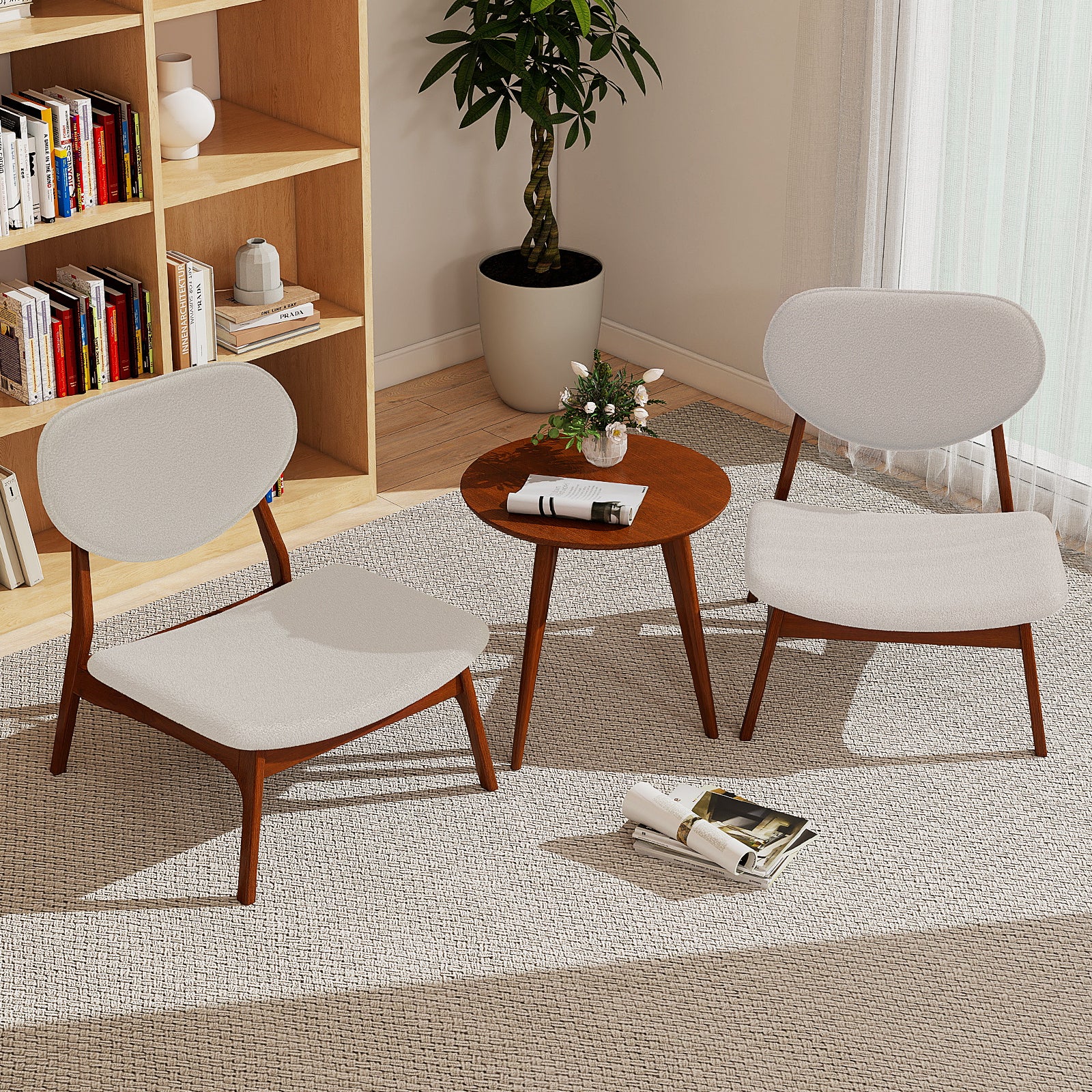 Accent_Chairs_Set_of_2_with_Side_Table_Beige Deep, Luxurious lamb velvet fabric for a soft, breathable seating experience
