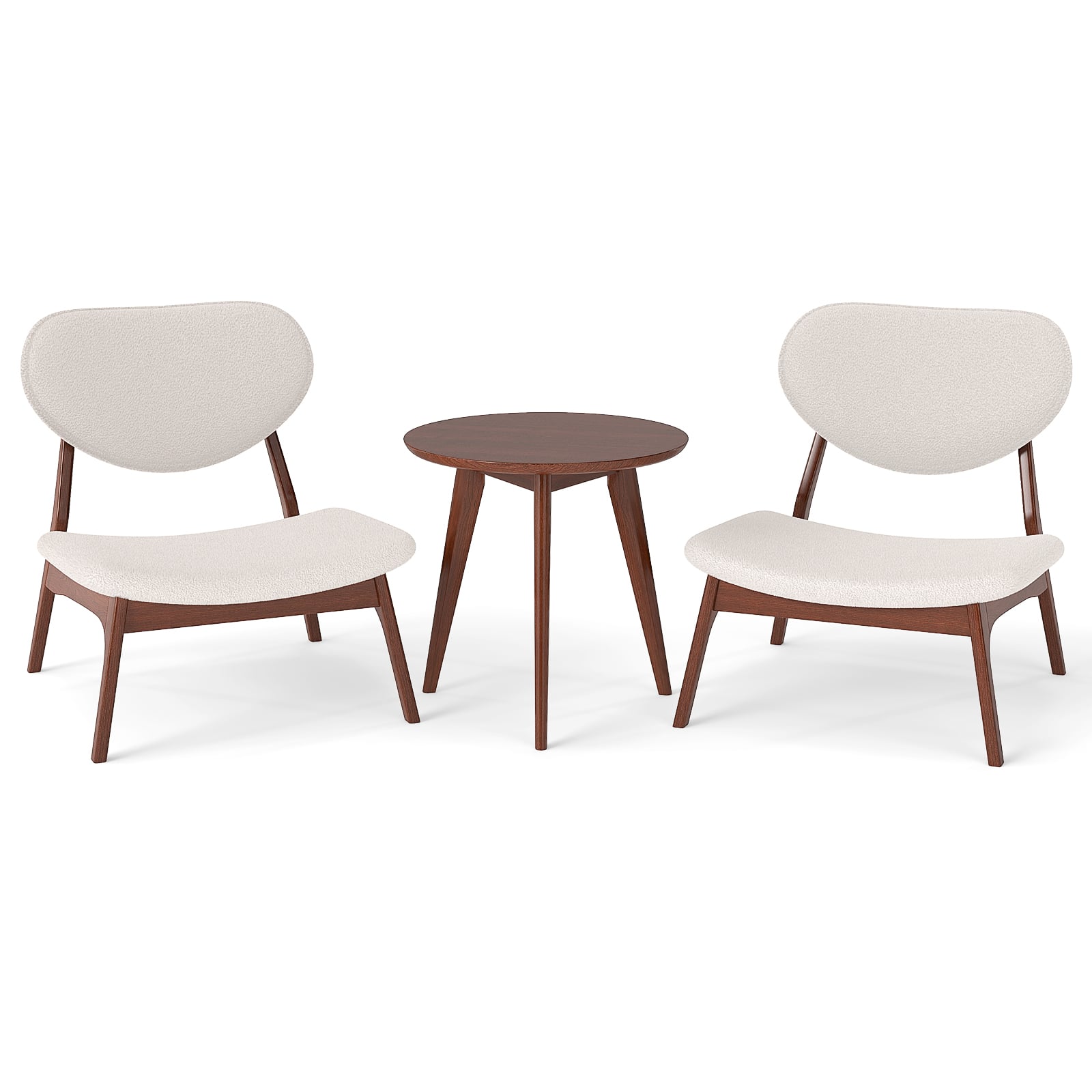 Accent_Chairs_Set_of_2_with_Side_Table_Beige Deep, 
Strong solid wood frame supports up to 180 kg per chair
Mid-century inspired design elevates any interior