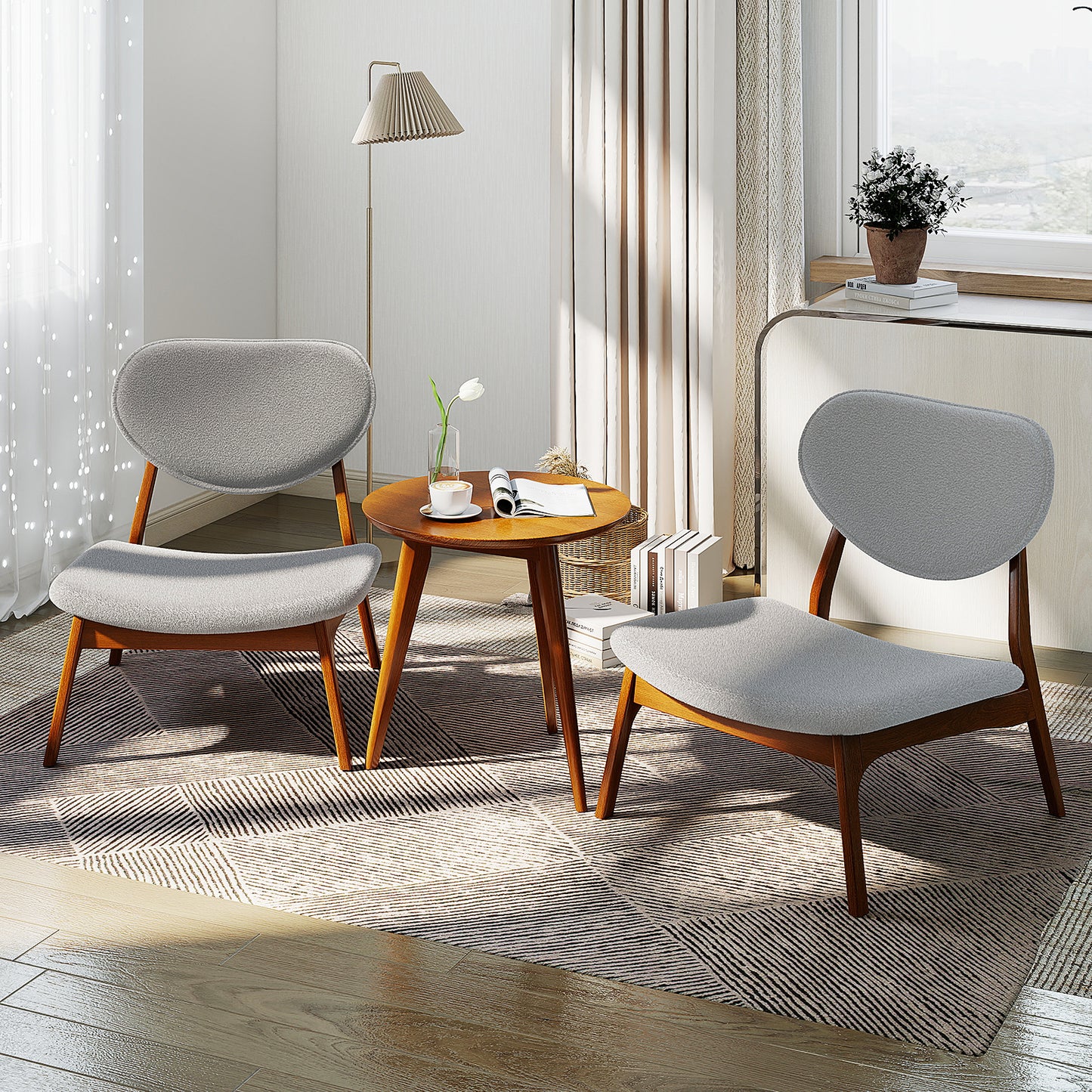Accent_Chairs_Set_of_2_with_Side_Table_Grey-Luxurious lamb velvet fabric for a soft, breathable seating experience