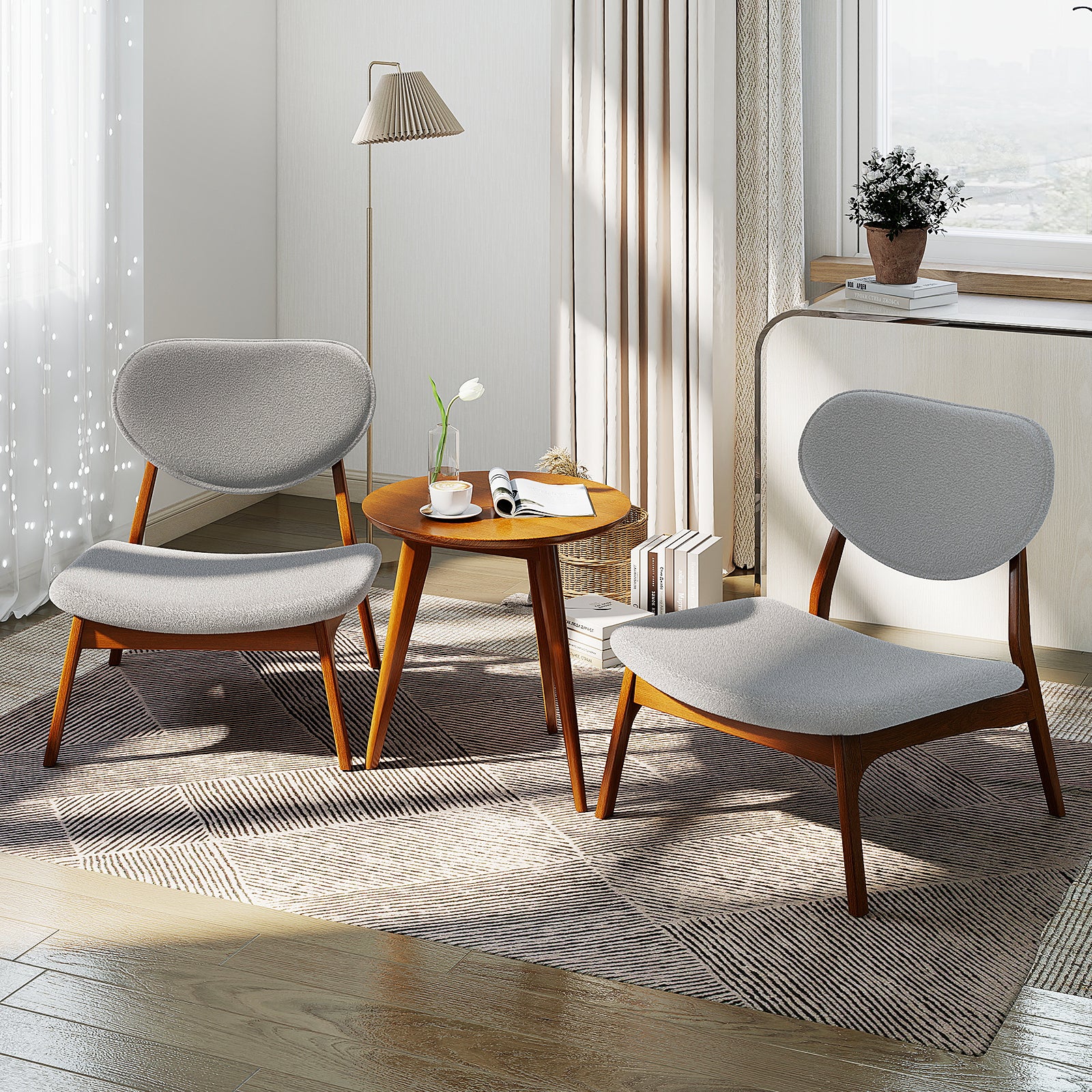 Accent_Chairs_Set_of_2_with_Side_Table_Grey-Luxurious lamb velvet fabric for a soft, breathable seating experience