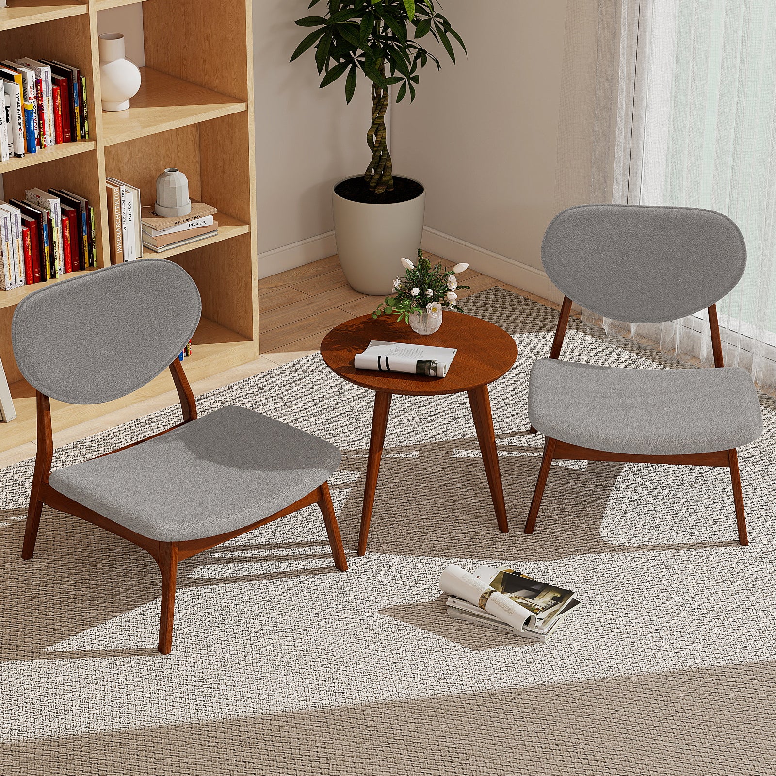 Accent_Chairs_Set_of_2_with_Side_Table_Grey-Ideal for living rooms, bedrooms, lounges, and waiting areas
