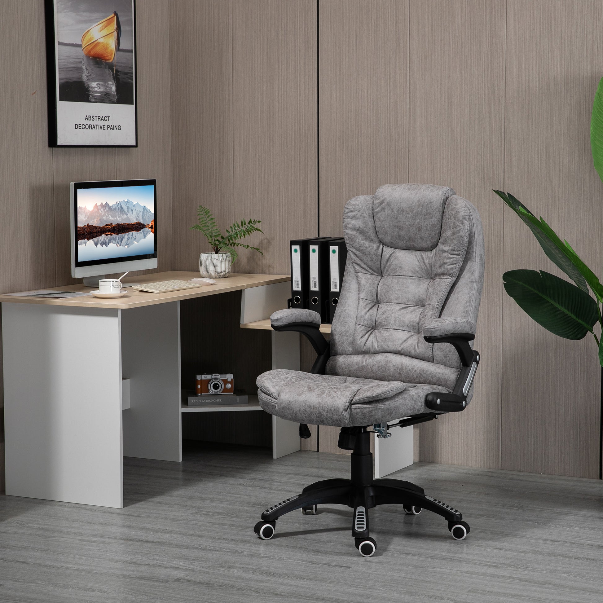 Image for Vinsetto Ergonomic Office Chair Comfortable Desk Chair with Armrests Adjustable Height Reclining and Tilt Function Grey