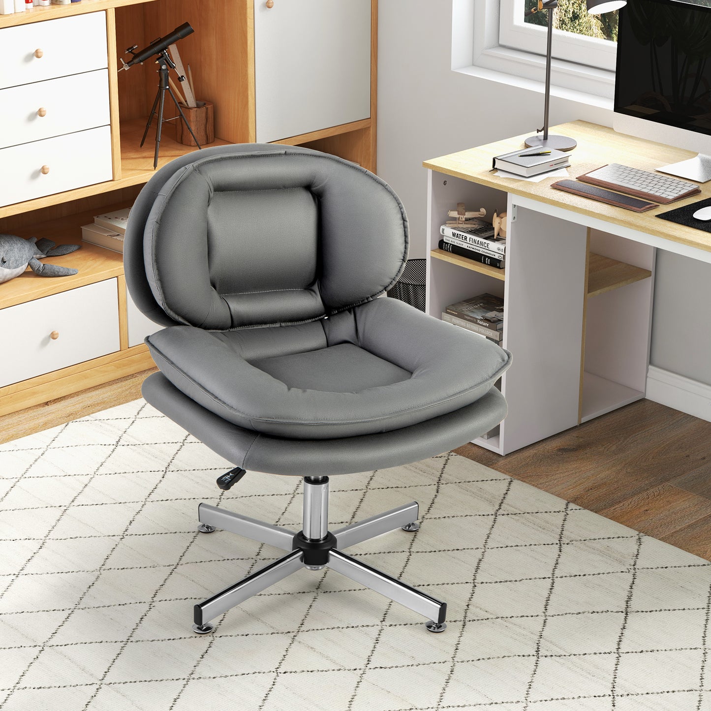 Upholstered Home Office Desk Chair with Double Padded Back and Seat office