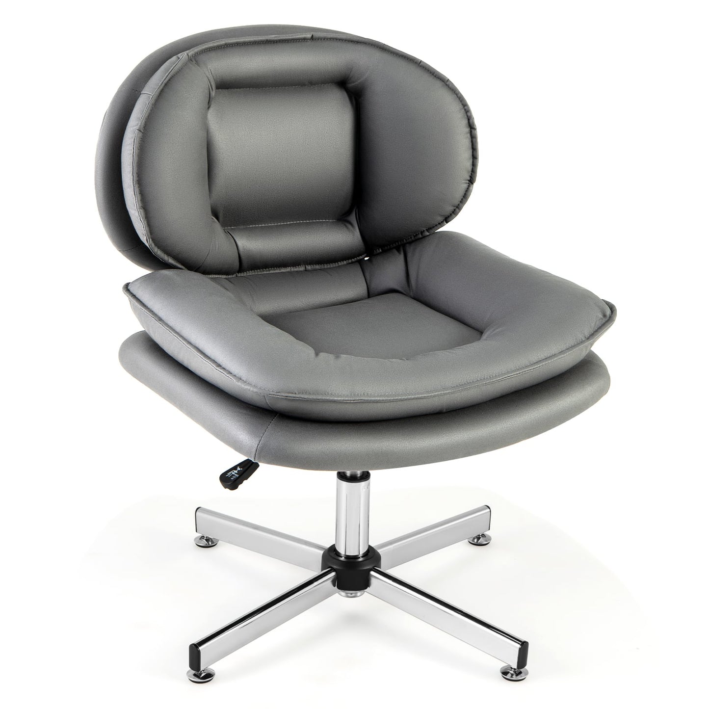 Grey Upholstered Home Office Desk Chair with Double Padded Back and Seat Double-layer cushion for seat back and  Skin-friendly leathaire fabric upholstery
