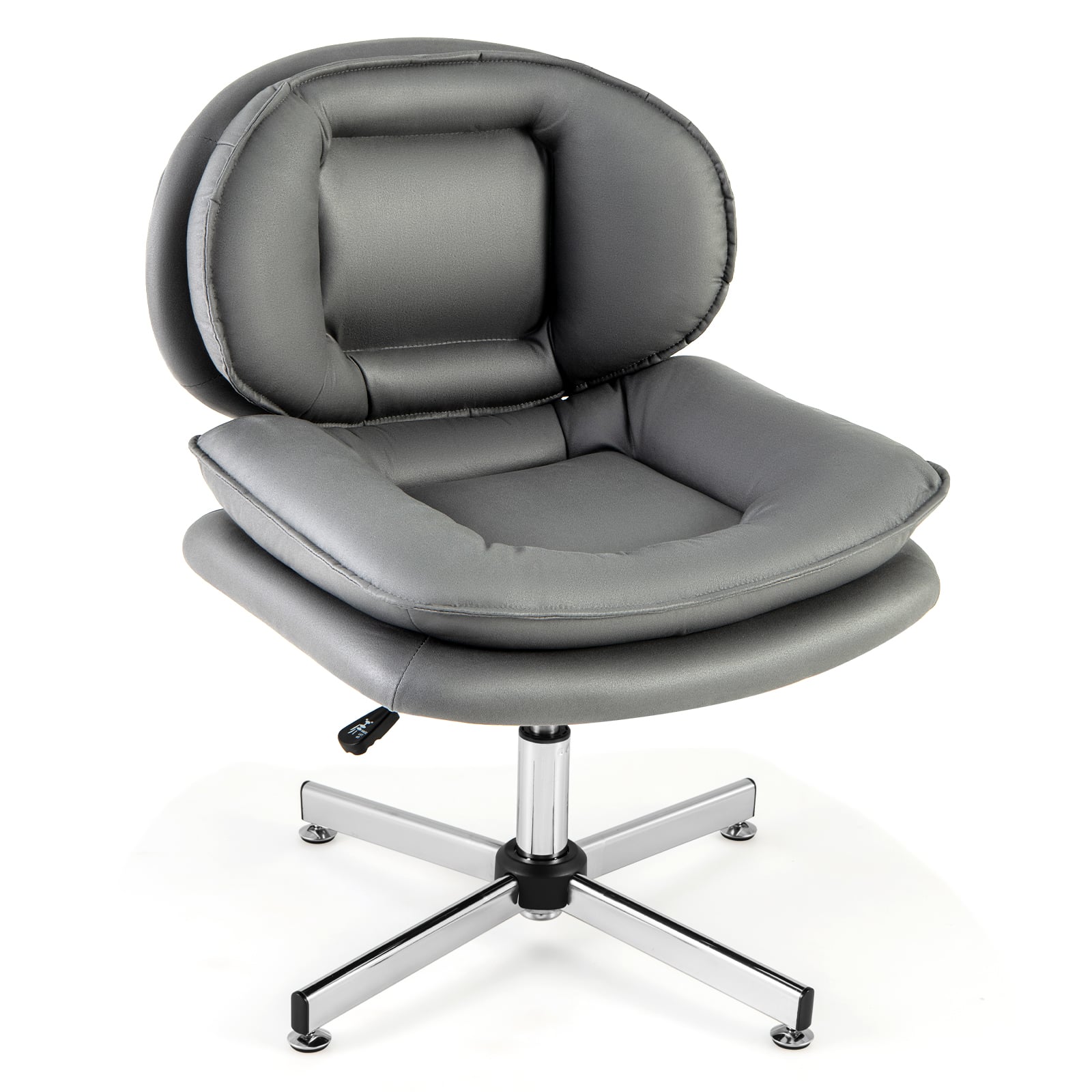 Grey Upholstered Home Office Desk Chair with Double Padded Back and Seat Double-layer cushion for seat back and  Skin-friendly leathaire fabric upholstery
