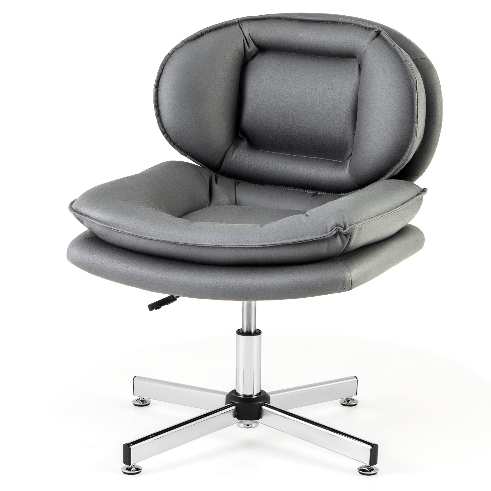 Grey Upholstered Home Office Desk Chair with Double Padded Back and Seat