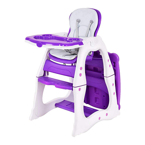 Convertible Baby High Chair with 5 Point Harness and Adjustable Feeding Tray-Blue