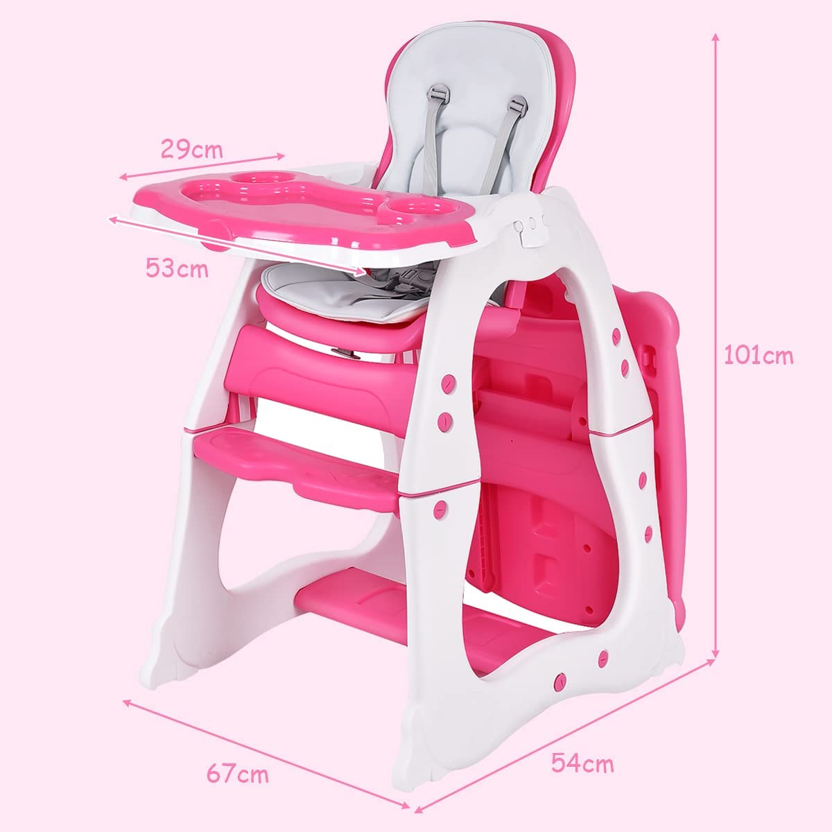 Convertible Baby High Chair with 5 Point Harness and Adjustable Feeding Tray-Blue