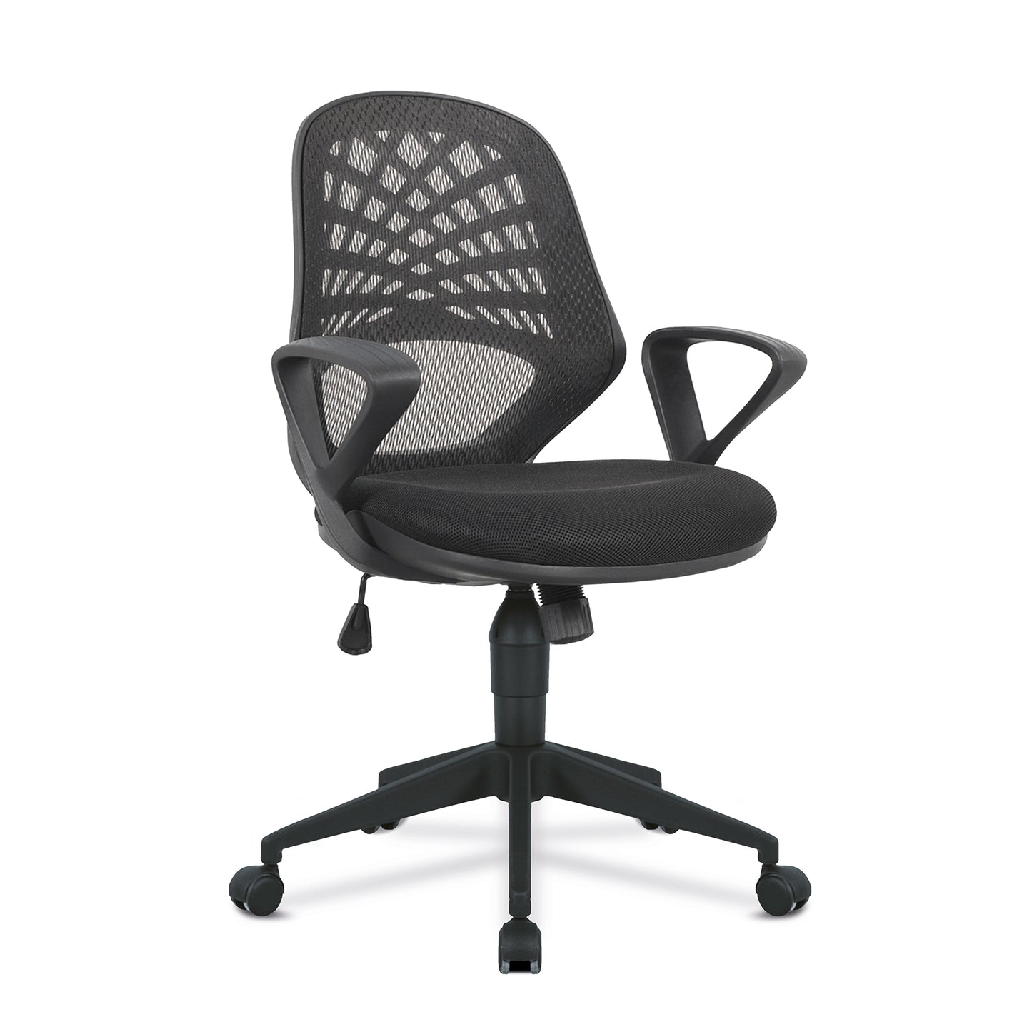 Nautilus Lattice- Mesh Back Operator Armchair with Fluted Black Nylon Base