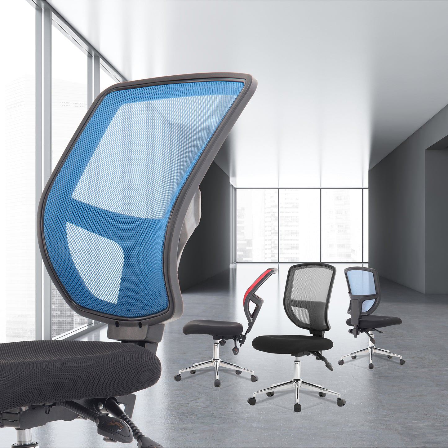 Nautilus Nexus -High Back Two Tone Designer Mesh Operator Chair with Sculptured Lumbar and Spine Support