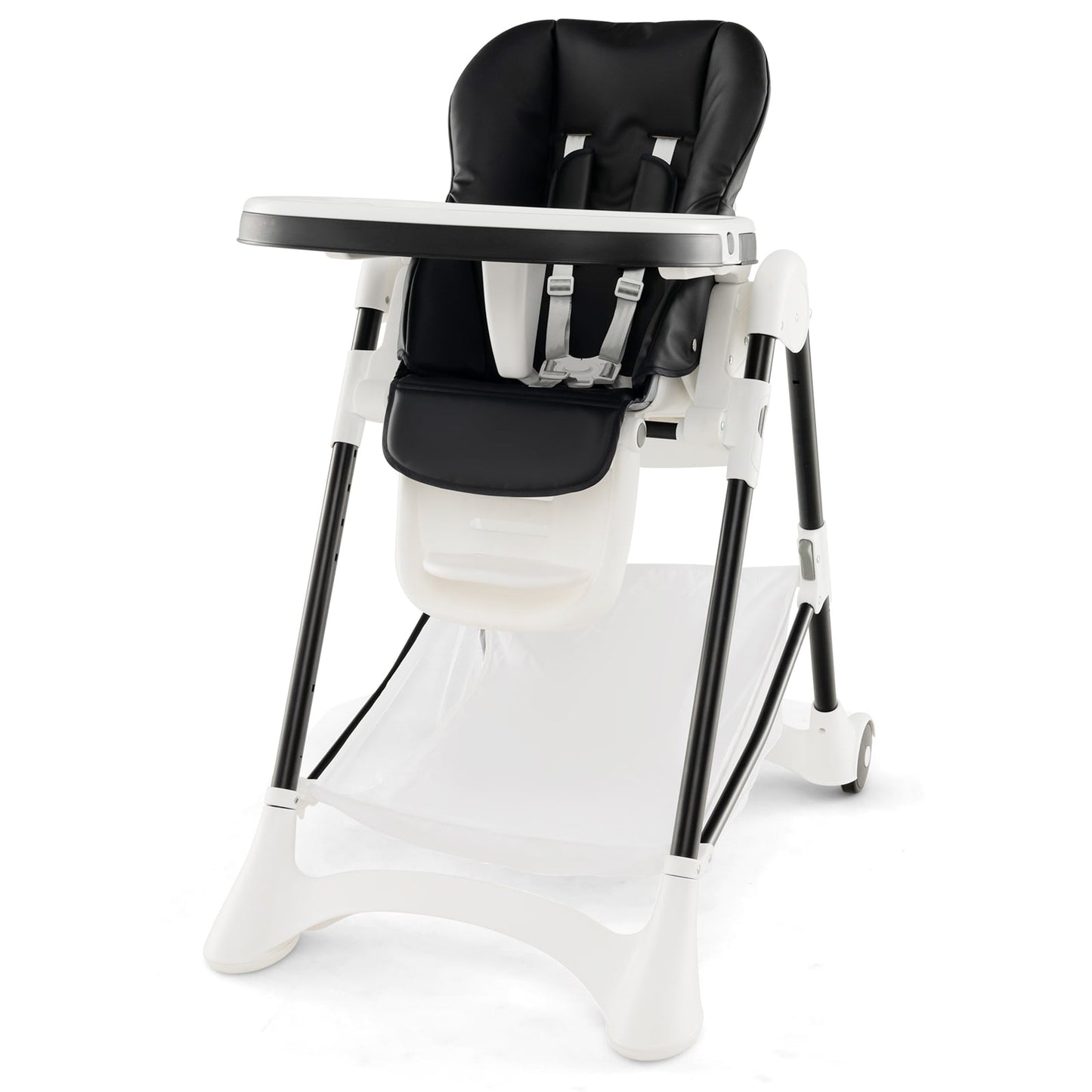 Baby High Chair with Detachable PU Cushion and Lockable Wheels - ChairwayUK