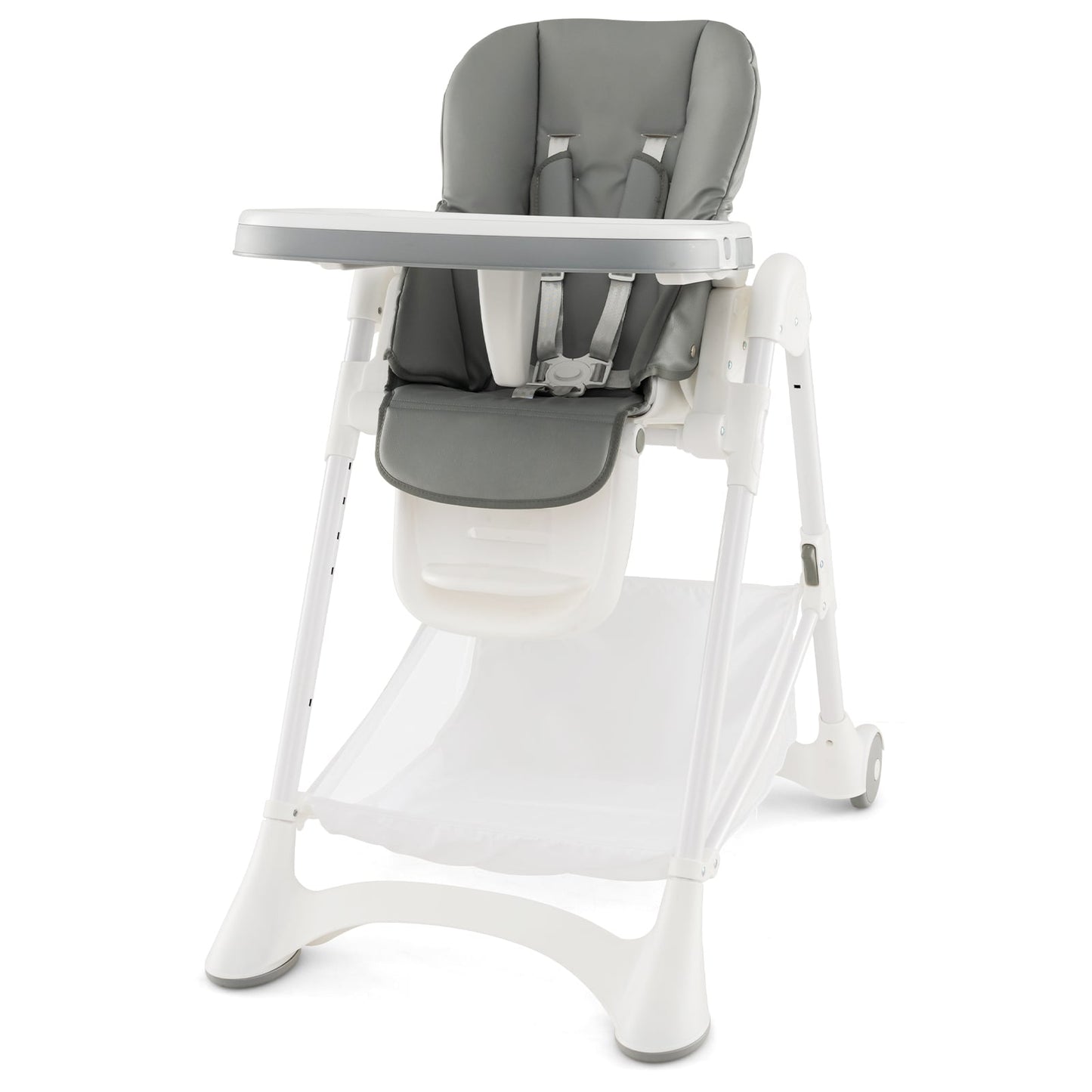 Baby High Chair with Detachable PU Cushion and Lockable Wheels - ChairwayUK