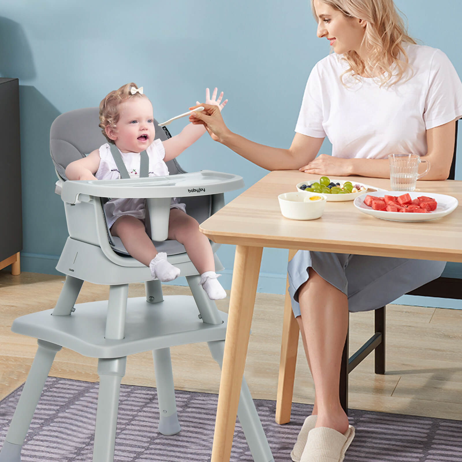 6-in-1 Baby High Chair with 5-Point Harness and Removable Tray - ChairwayUK