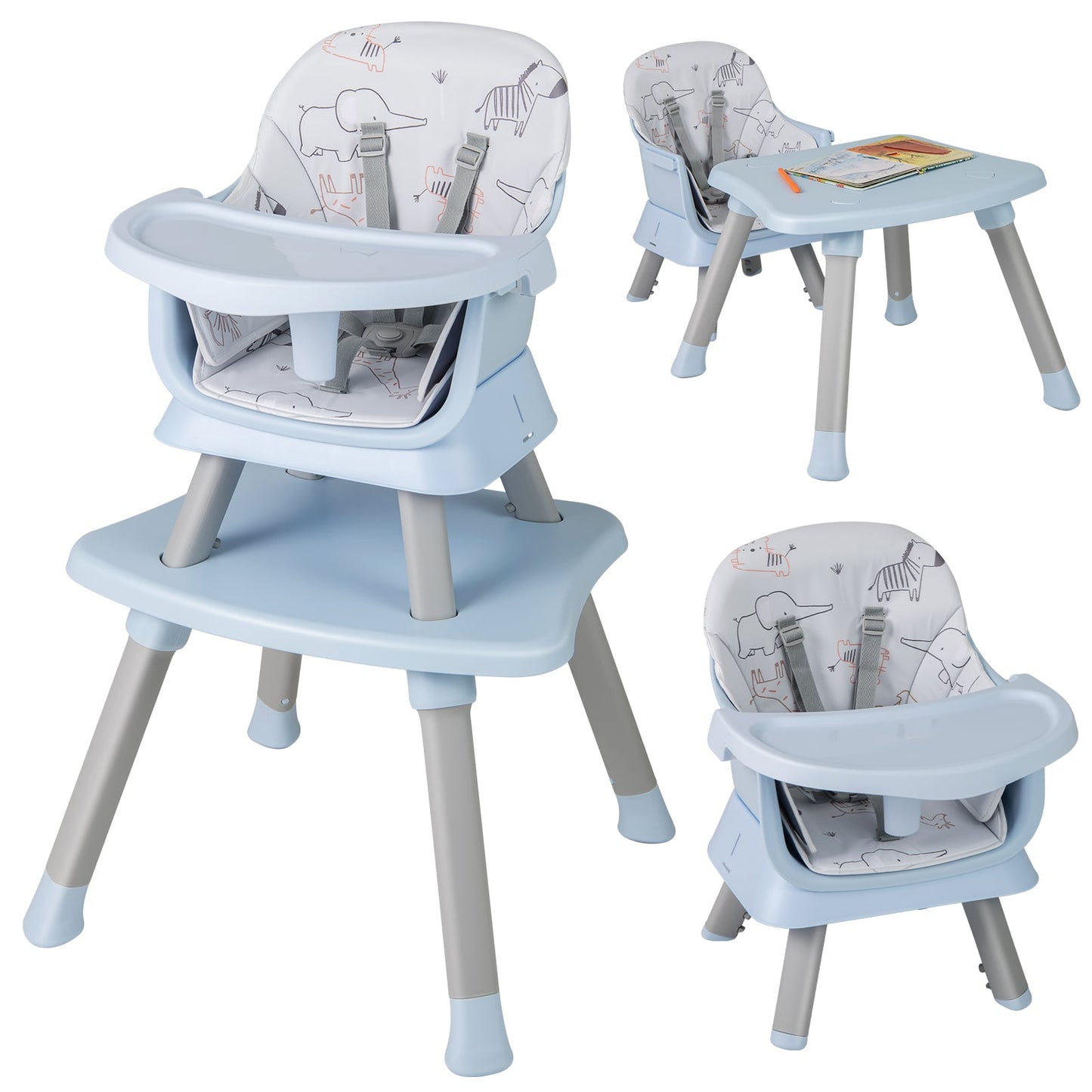 6-in-1 Baby High Chair with 5-Point Harness and Removable Tray - ChairwayUK