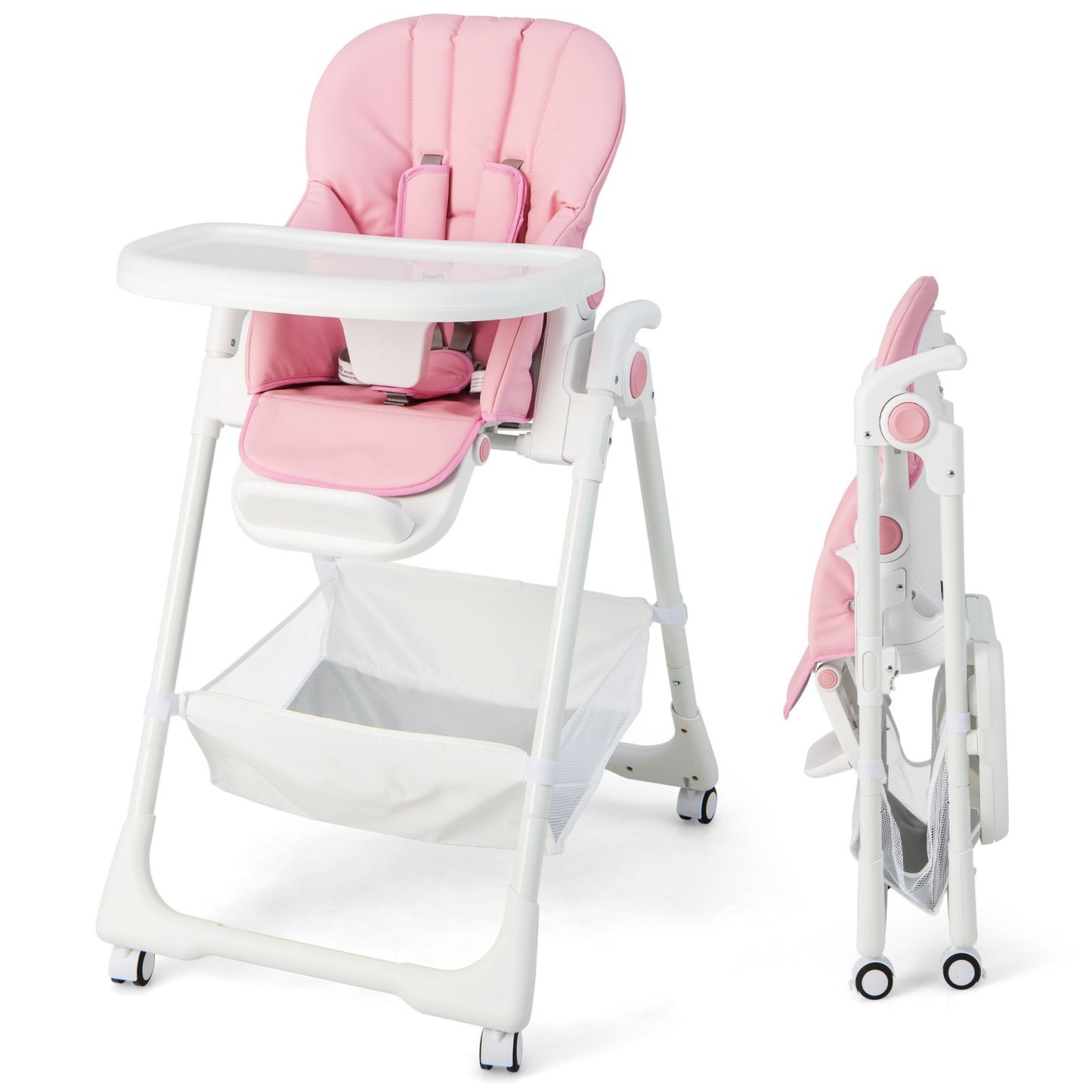 Baby Highchair with Safe, Adjustable and Folding Design-Grey