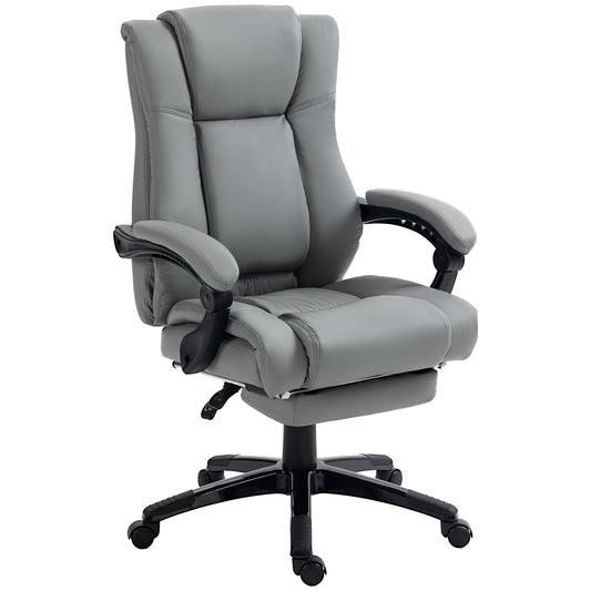 Image for Vinsetto PU Leather Office Chair, Swivel Computer Chair with Footrest, Wheels, Adjustable Height, Grey