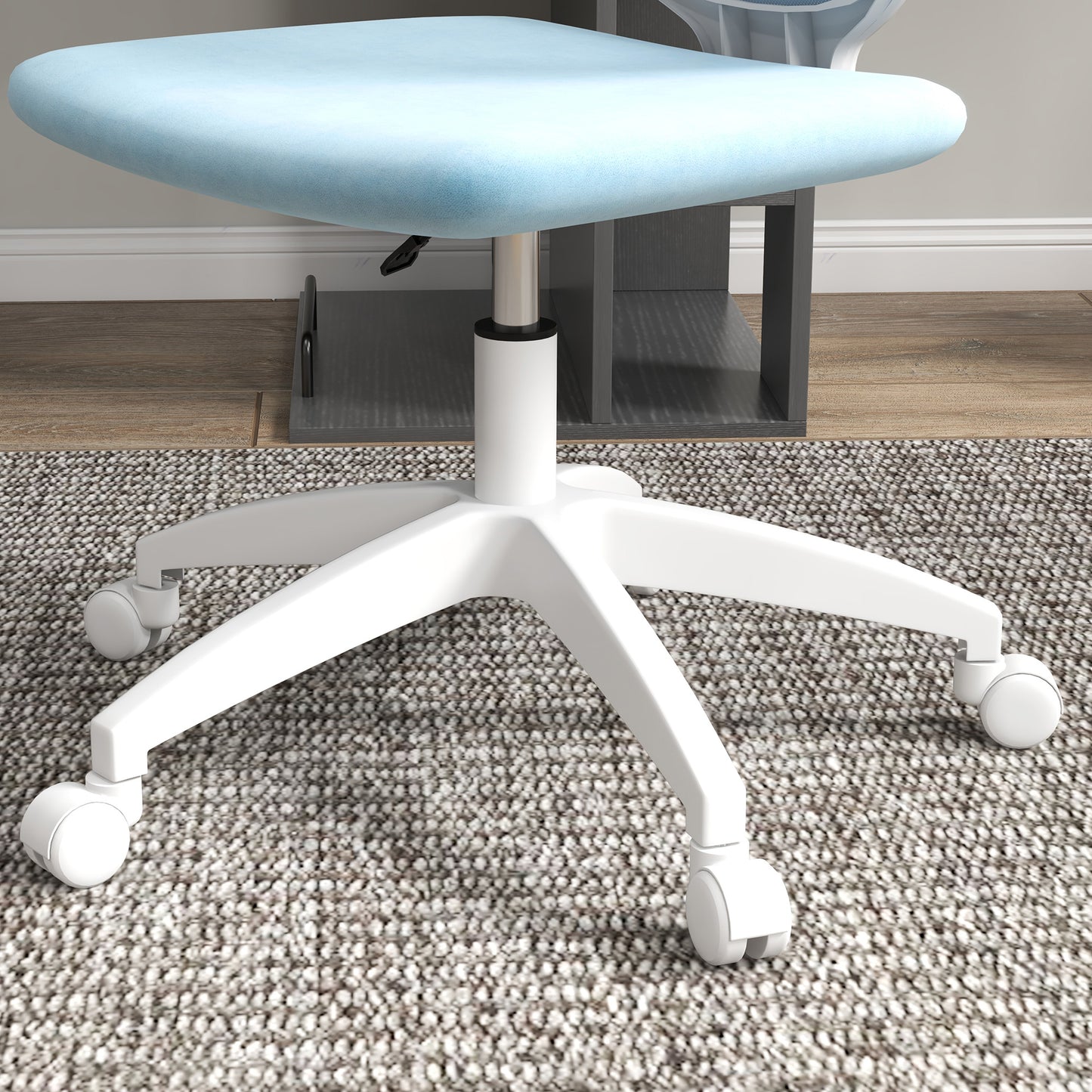 Image for Vinsetto Armless Desk Chair, Mesh Office Chair, Height Adjustable with Swivel Wheels, Blue