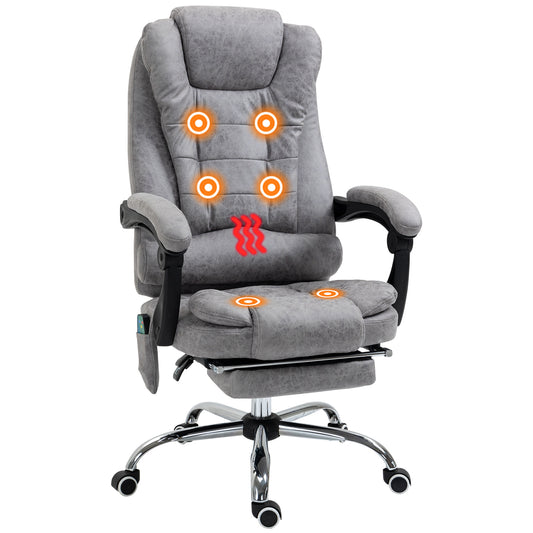 Image for Vinsetto Heated 6 Points Vibration Massage Executive Office Chair Adjustable Swivel Ergonomic High Back Desk Chair Recliner with Footrest Grey