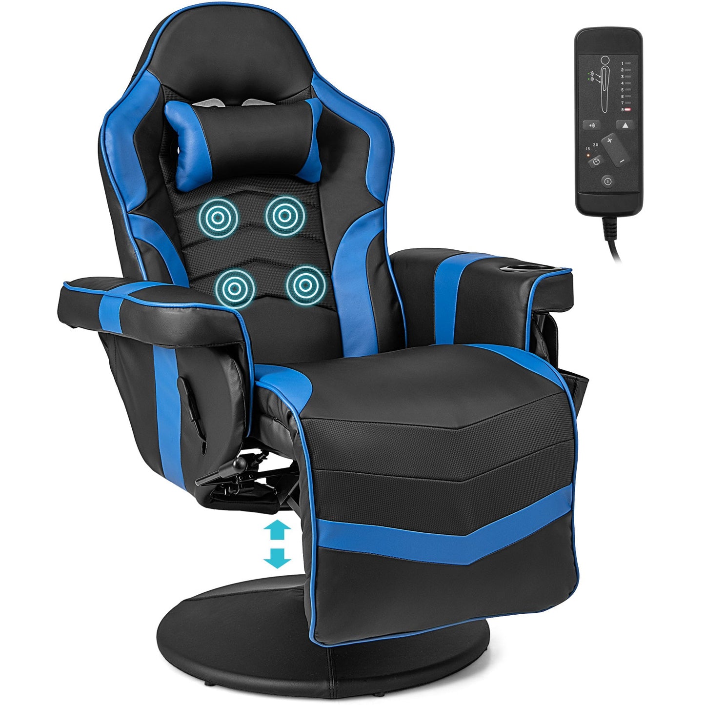 Electric Massage Gaming Chair with Cup Holder and Side Pouch - ChairwayUK