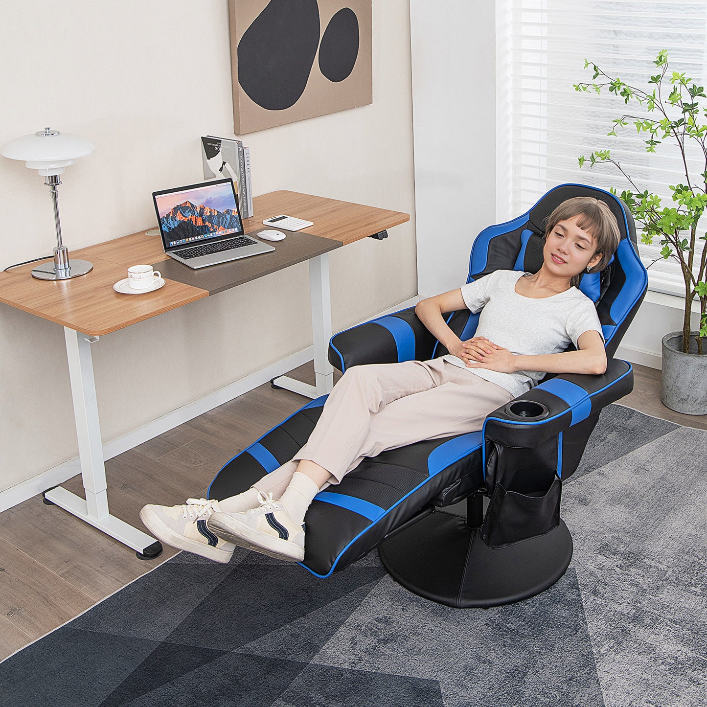 Electric Massage Gaming Chair with Cup Holder and Side Pouch - ChairwayUK