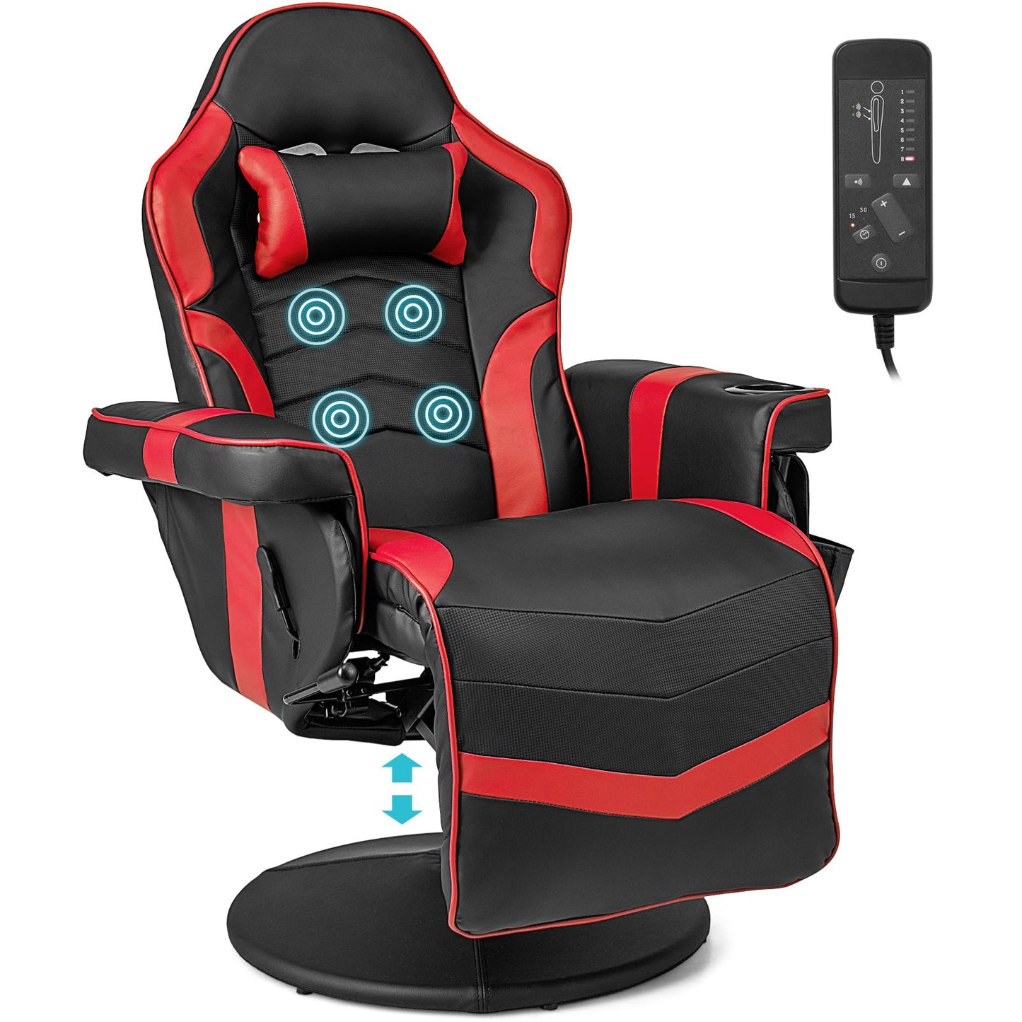 Electric Massage Gaming Chair with Cup Holder and Side Pouch - ChairwayUK