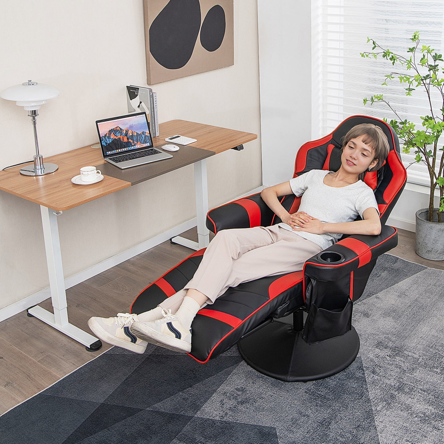 Electric Massage Gaming Chair with Cup Holder and Side Pouch - ChairwayUK