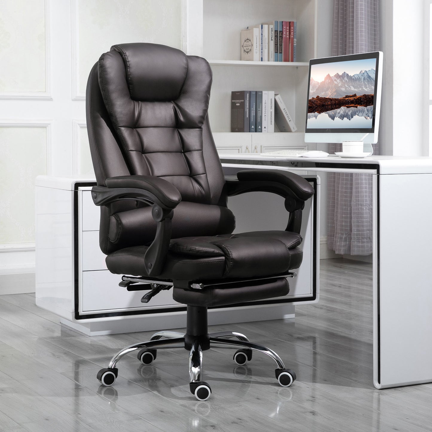 Homcom PU Leather Chair - Swivel Leather Chair | ChairwayUK