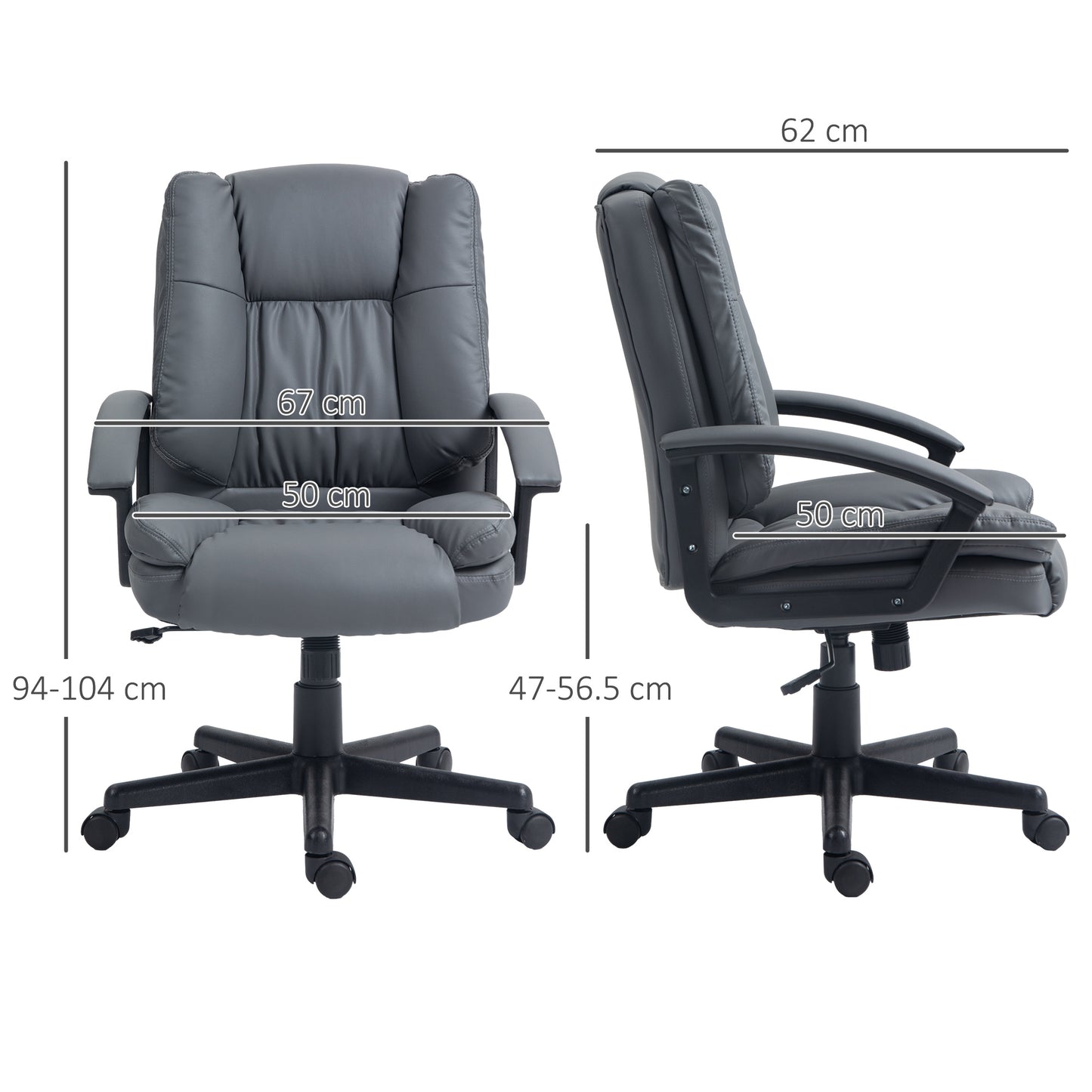 Image for Vinsetto Office Chair, Faux Leather Computer Desk Chair, Mid Back Executive Chair with Adjustable Height and Swivel Rolling Wheels