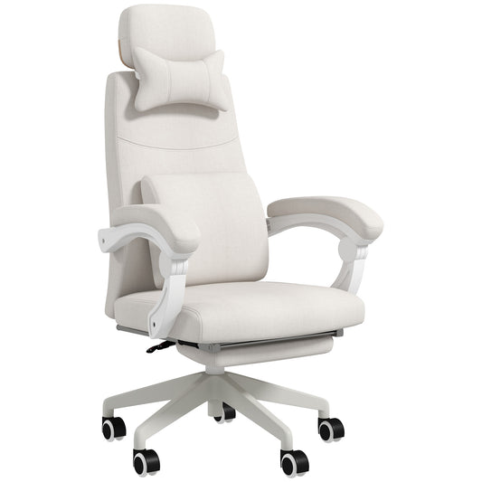 Image for Vinsetto High Back Office Chair Reclining Computer Chair with Footrest Lumbar Support Adjustable Height Swivel Wheels White