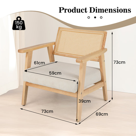 Corduroy Accent Chair Indoor Leisure Chair with Upholstered Seat Set of 2