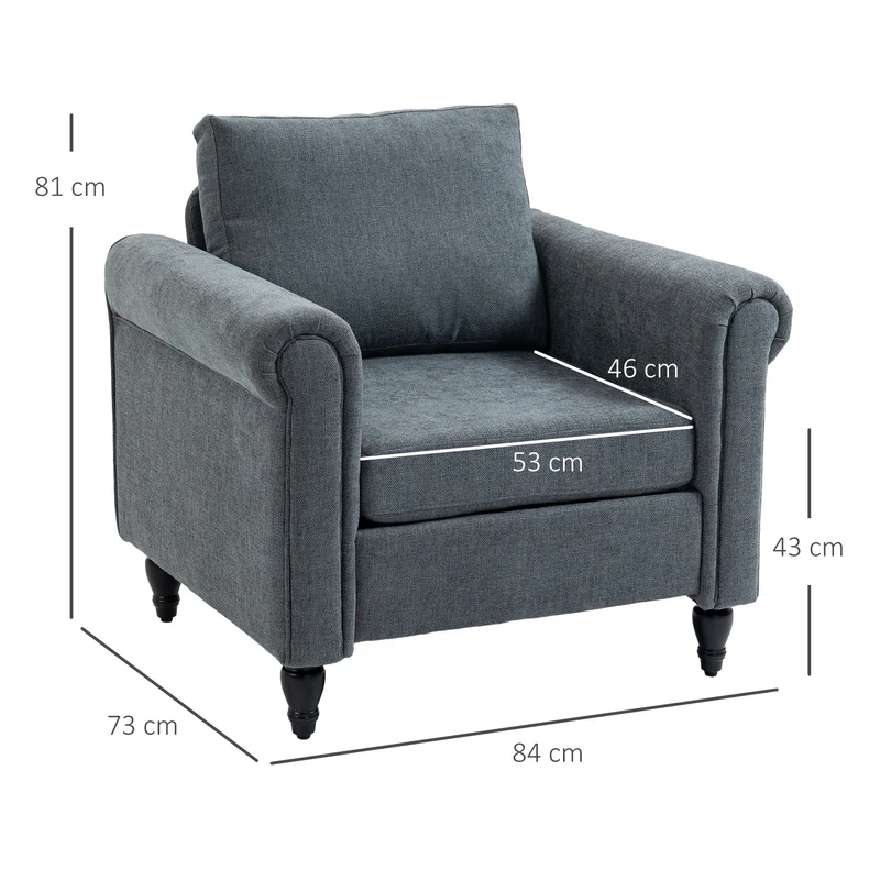 Dark Gray armchair dimensions 