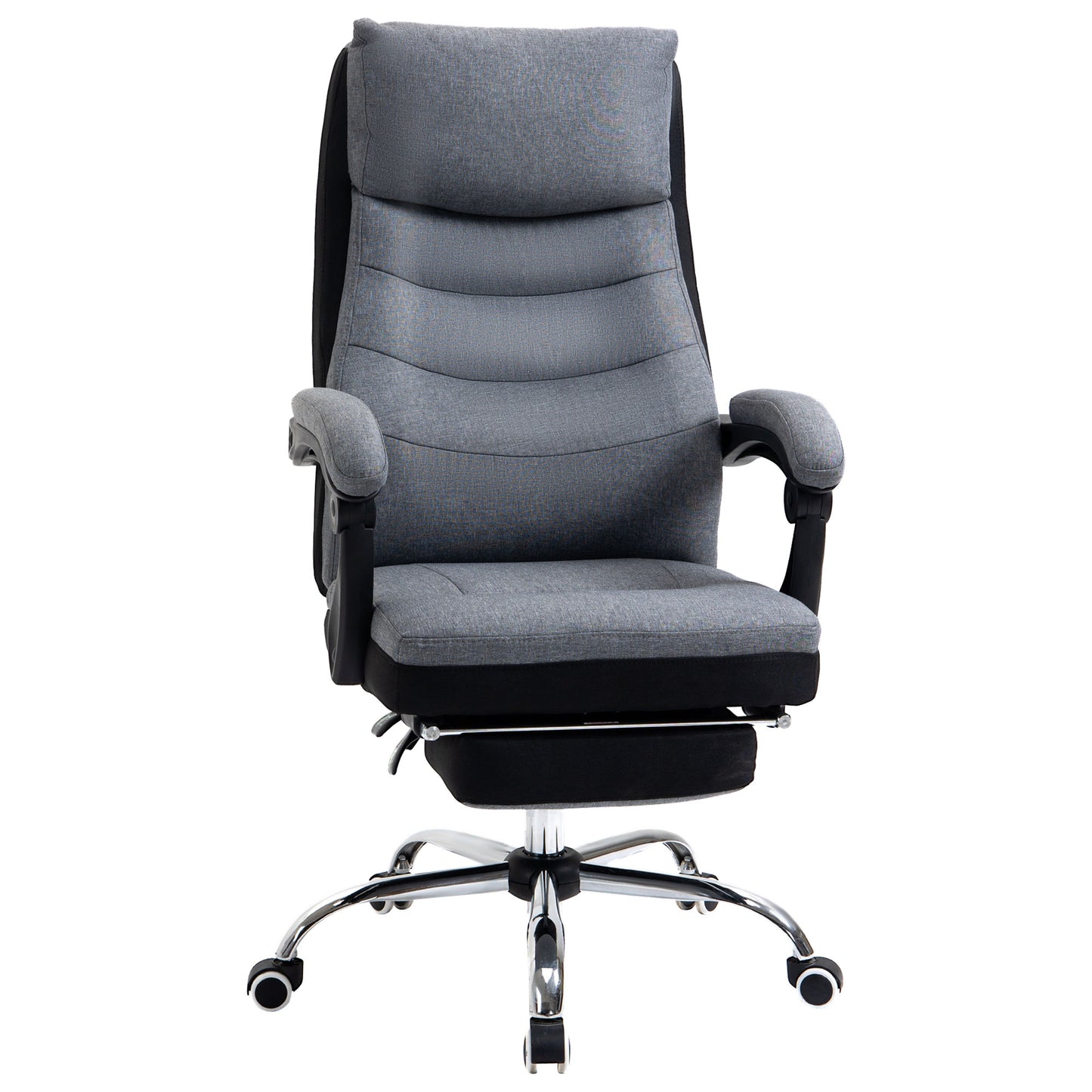 Image for Vinsetto High Back Executive Office Chair, Reclining Computer Chair with Adjustable Height, Swivel Wheels and Retractable Footrest, Grey