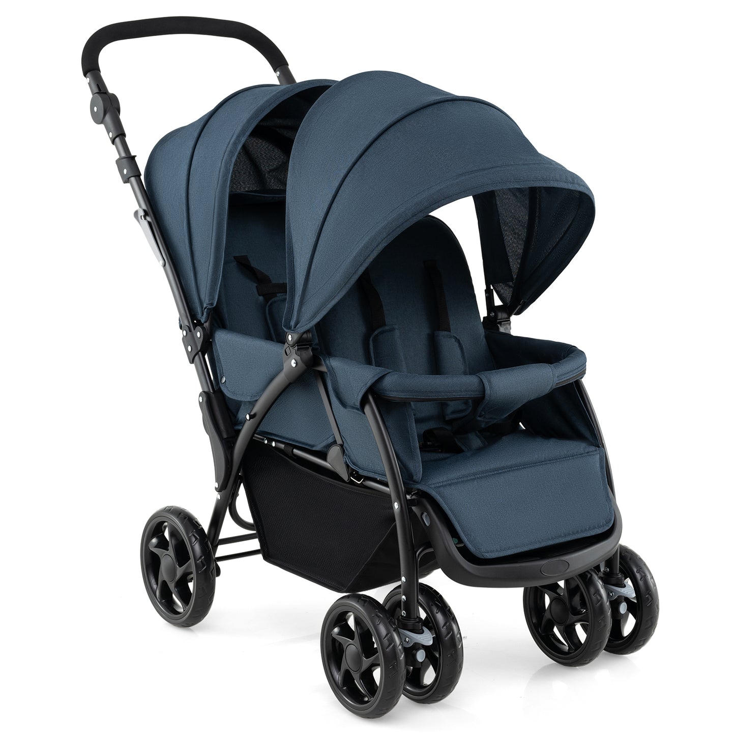 Double_Pushchair_with_Adjustable_Backrest_and_Sunshade_Blue_Main