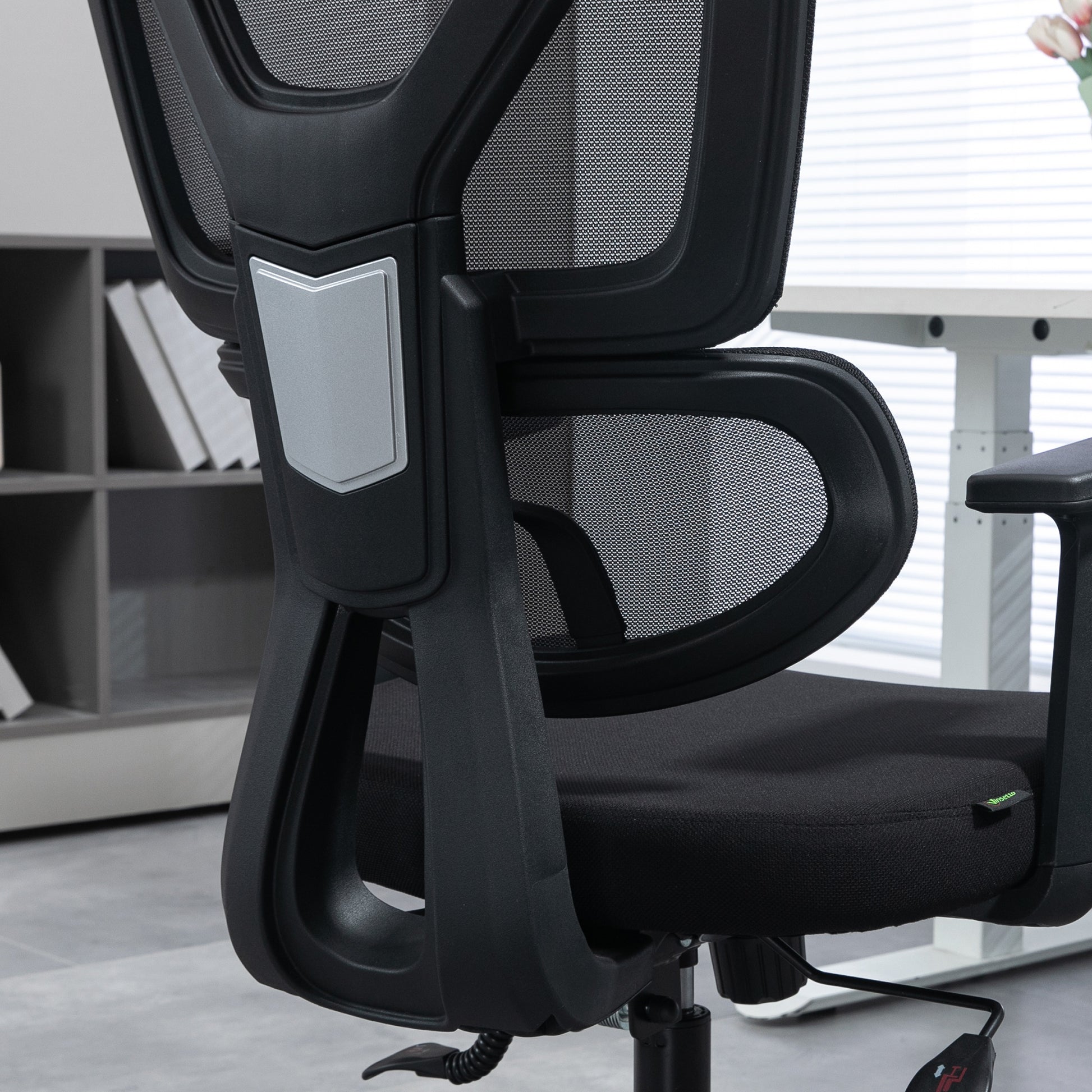 Image for Vinsetto Mesh Office Chair, Height Adjustable Desk Chair with Lumbar Support, Swivel Wheels and Adjustable Headrest, Black