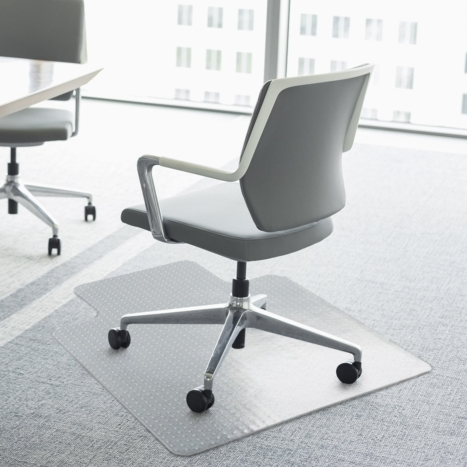 Homcom Office Carpet Protector - Lipped Shaped Chair Mat | ChairwayUK