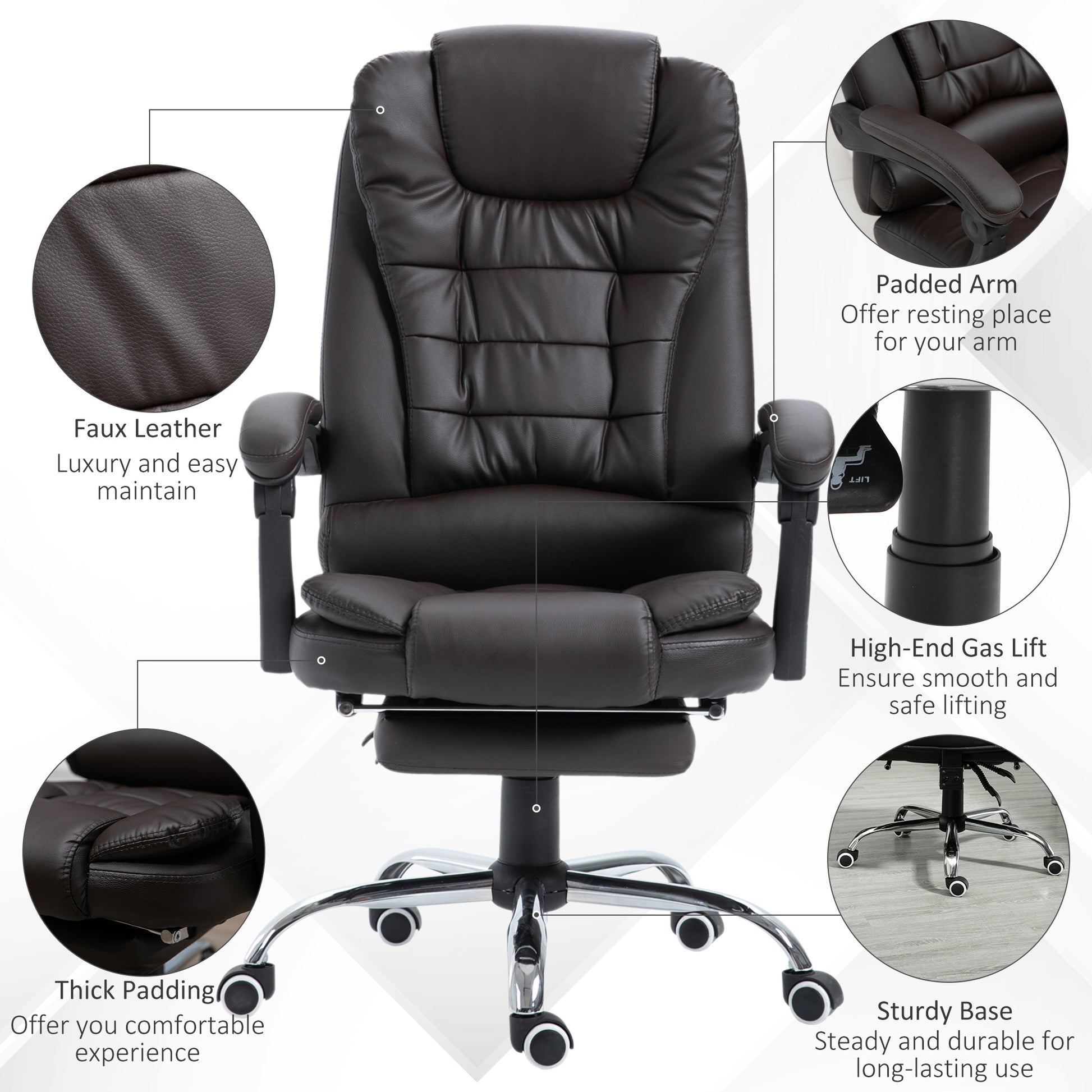 Homcom PU Leather Chair - Swivel Leather Chair | ChairwayUK