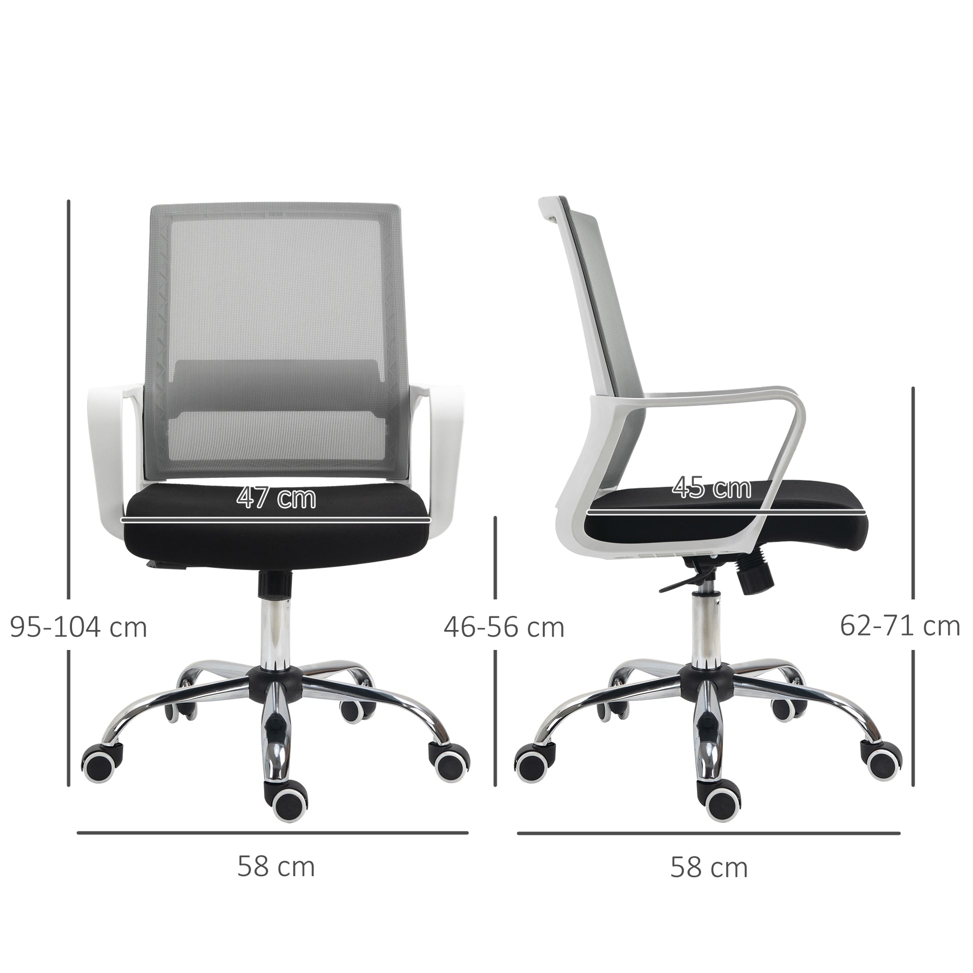 Image for Vinsetto Ergonomic Office Chair Adjustable Height Breathable Mesh Desk Chair w/Armrest and 360° Swivel Castor Wheels Black