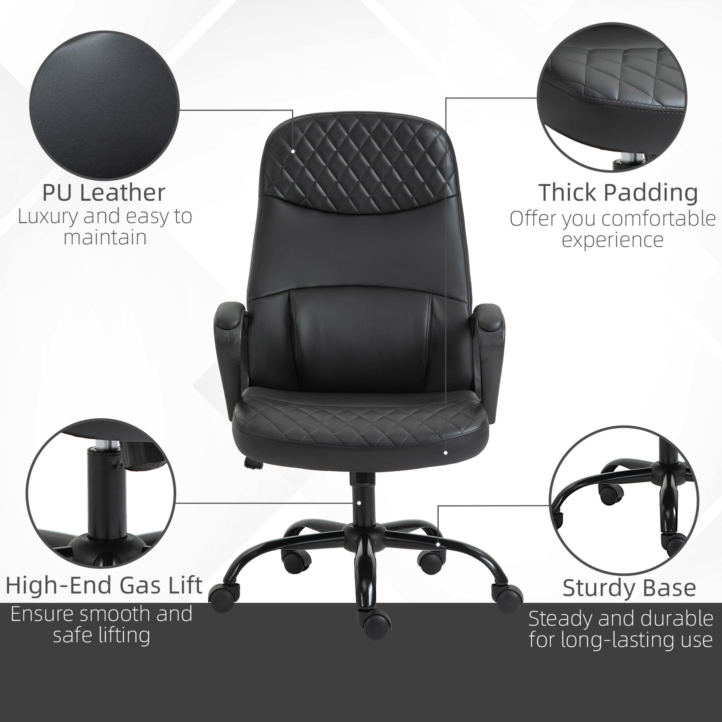 Image for Vinsetto High Back Massage Office Chair with Armrest PU Leather Vibration Executive Chair with Adjustable Height and Built-in Lumbar Support Black