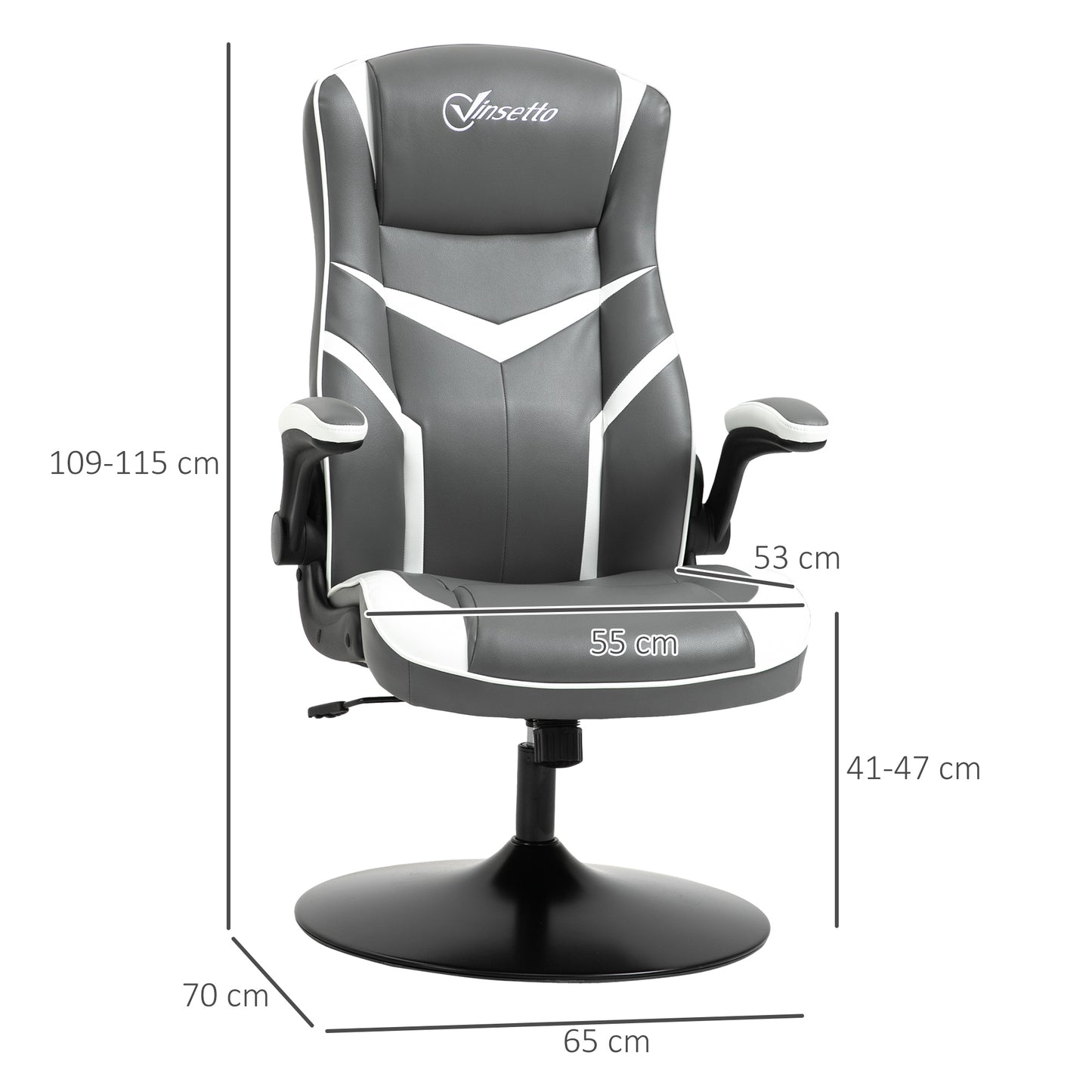 Image for Vinsetto Video Best Gaming Chair Computer Chair, Playseat with Adjustable Height, Swivel Base, Desk Chair, PVC Leather Swivel Chair, Grey