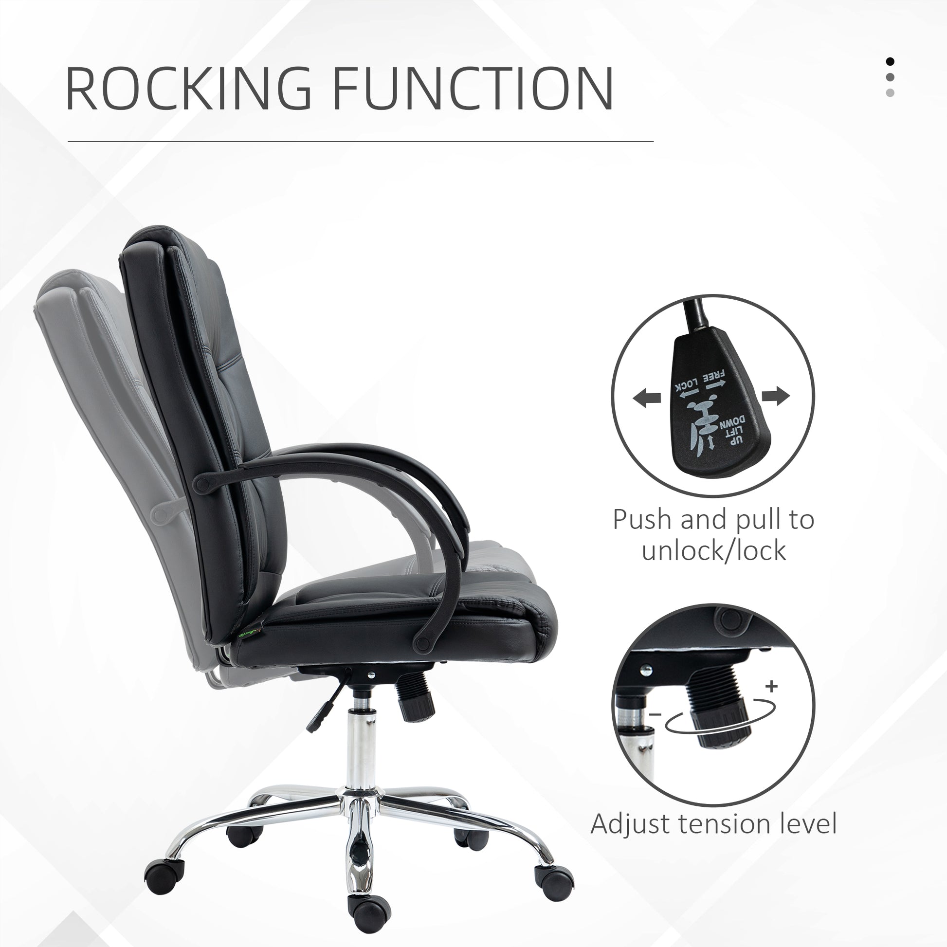 Image for Vinsetto High Back Swivel Chair, PU Leather Executive Office Chair with Padded Armrests, Adjustable Height, Tilt Function, Black