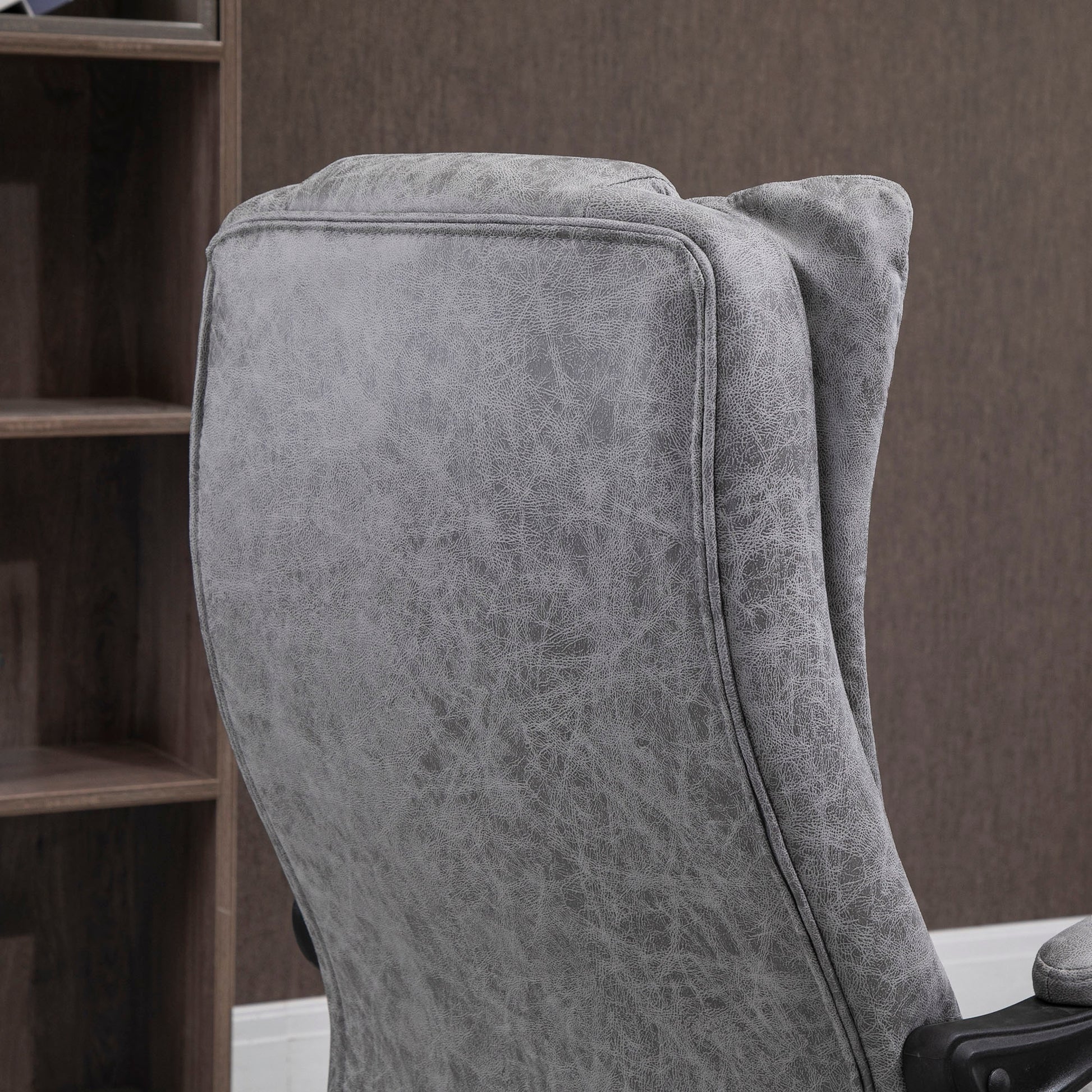 Image for Vinsetto Home Office Chair Microfibre Desk Chair with Reclining Function Armrests Swivel Wheels Footrest Grey