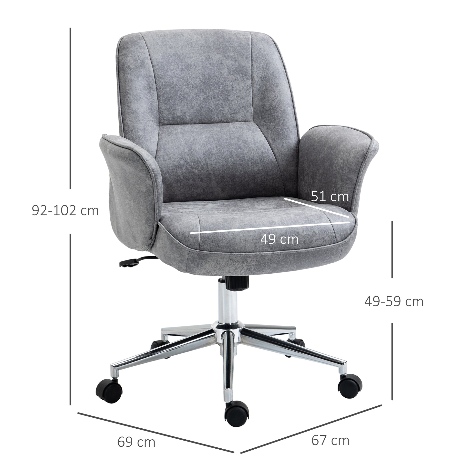 Image for Vinsetto Swivel Ergonomic Office Chair Mid Back Desk Chair for Home Study Bedroom, Light Grey