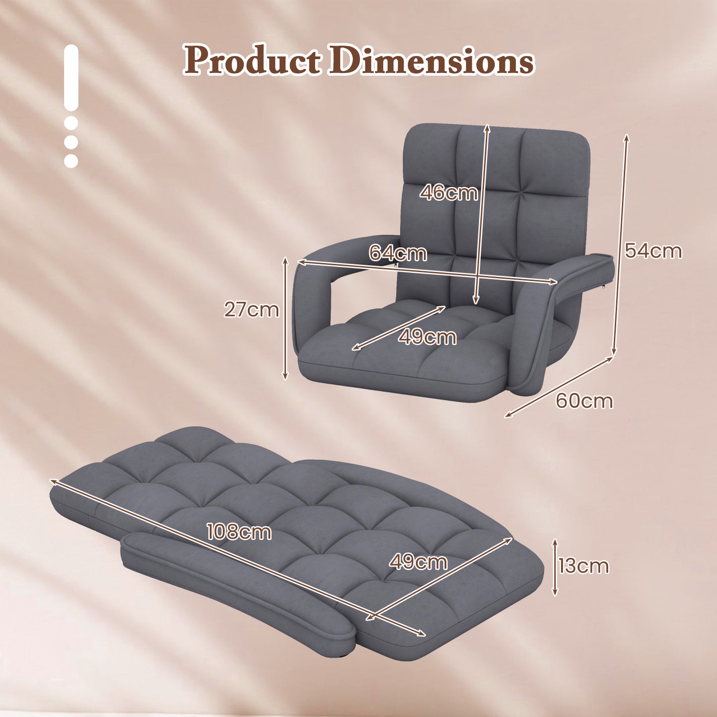 Floor Gaming Chair for Adults with Back Support and Adjustable 6-Position