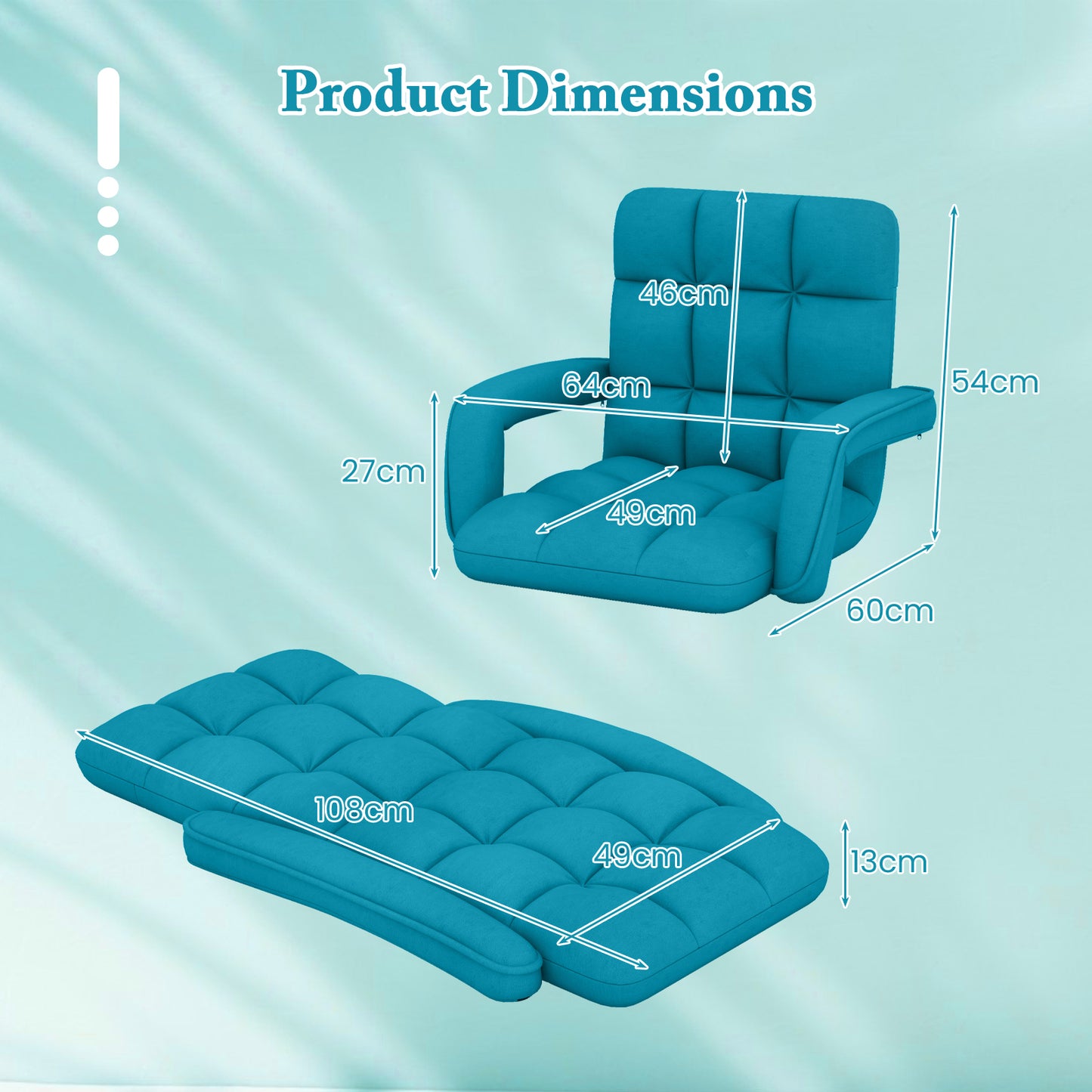 Floor Gaming Chair for Adults with Back Support and Adjustable 6-Position