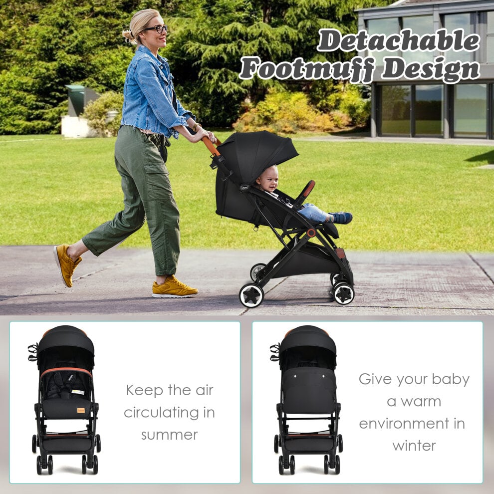 Image for Folding Pushchair with Adjustable Backrest and Footrest