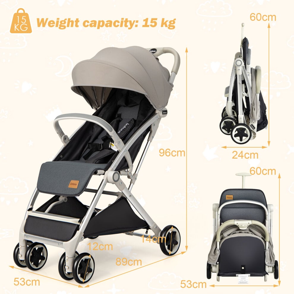 Image for Folding Pushchair with Adjustable Backrest and Footrest